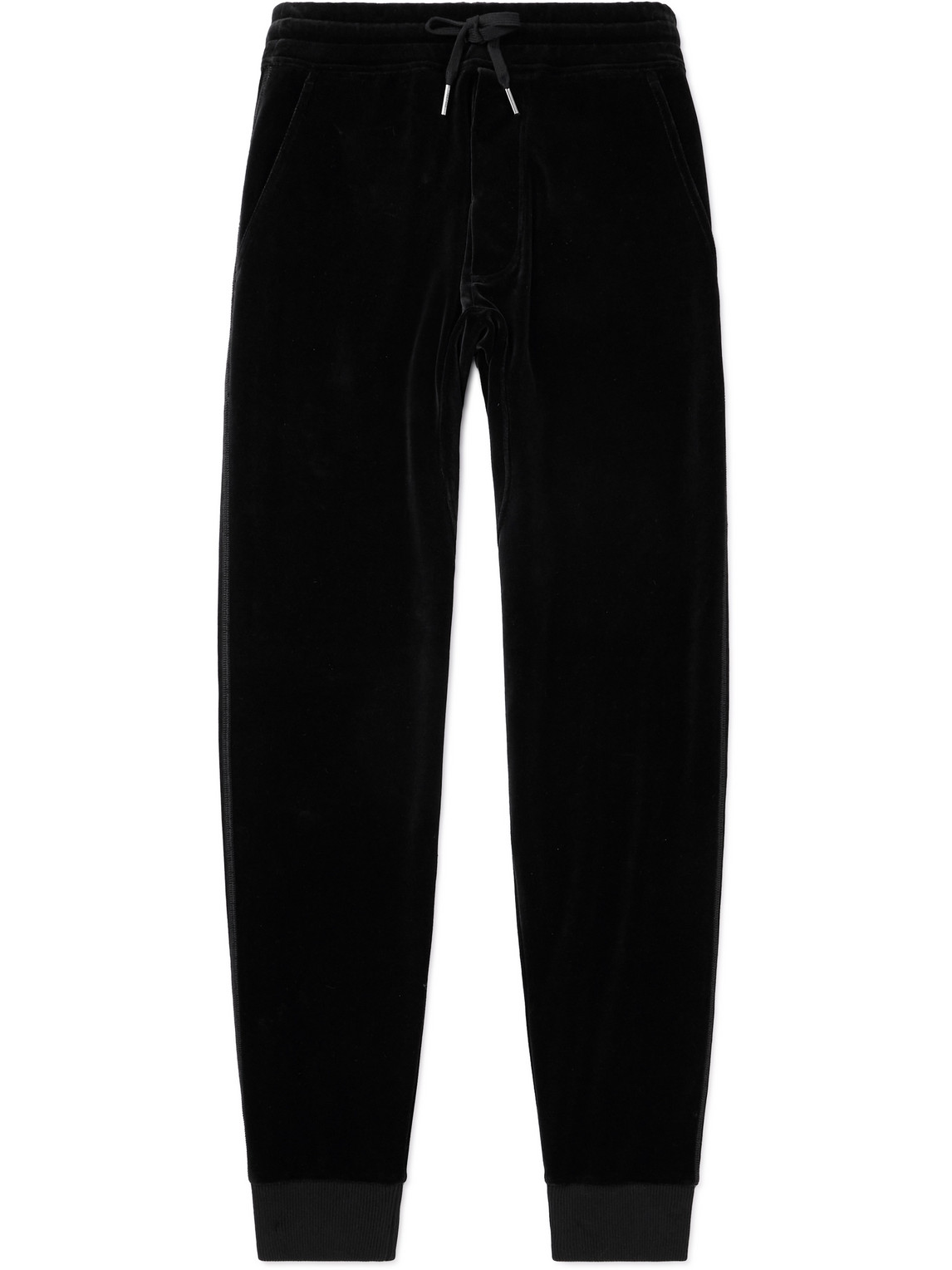 Tom Ford Tapered Cotton-blend Velour Sweatpants In Black