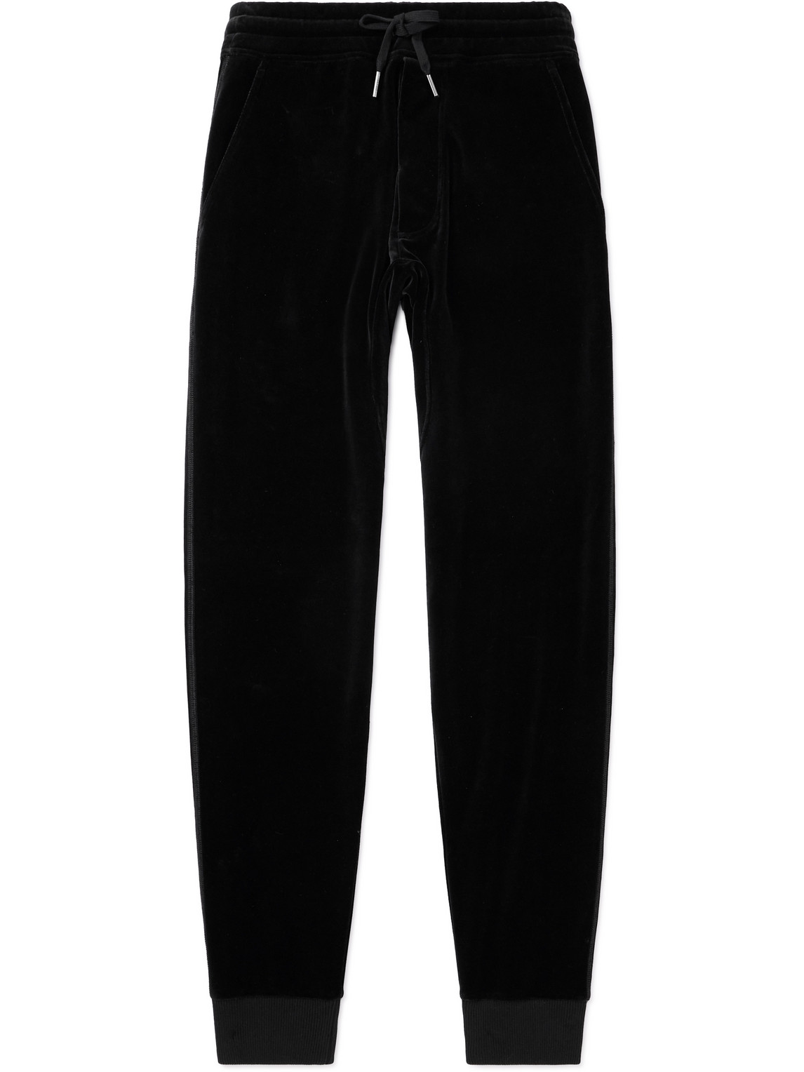 TOM FORD - Tapered Cotton-Blend Velour Sweatpants - Men - Black - IT 52