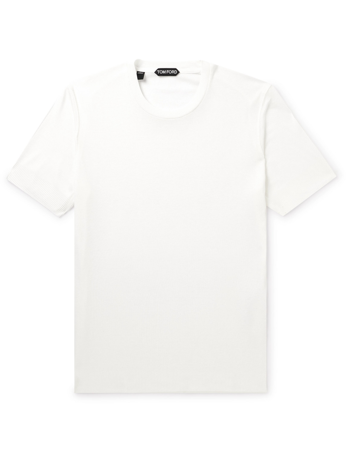 Tom Ford Placed Rib Slim-fit Lyocell And Cotton-blend Jersey T-shirt In White
