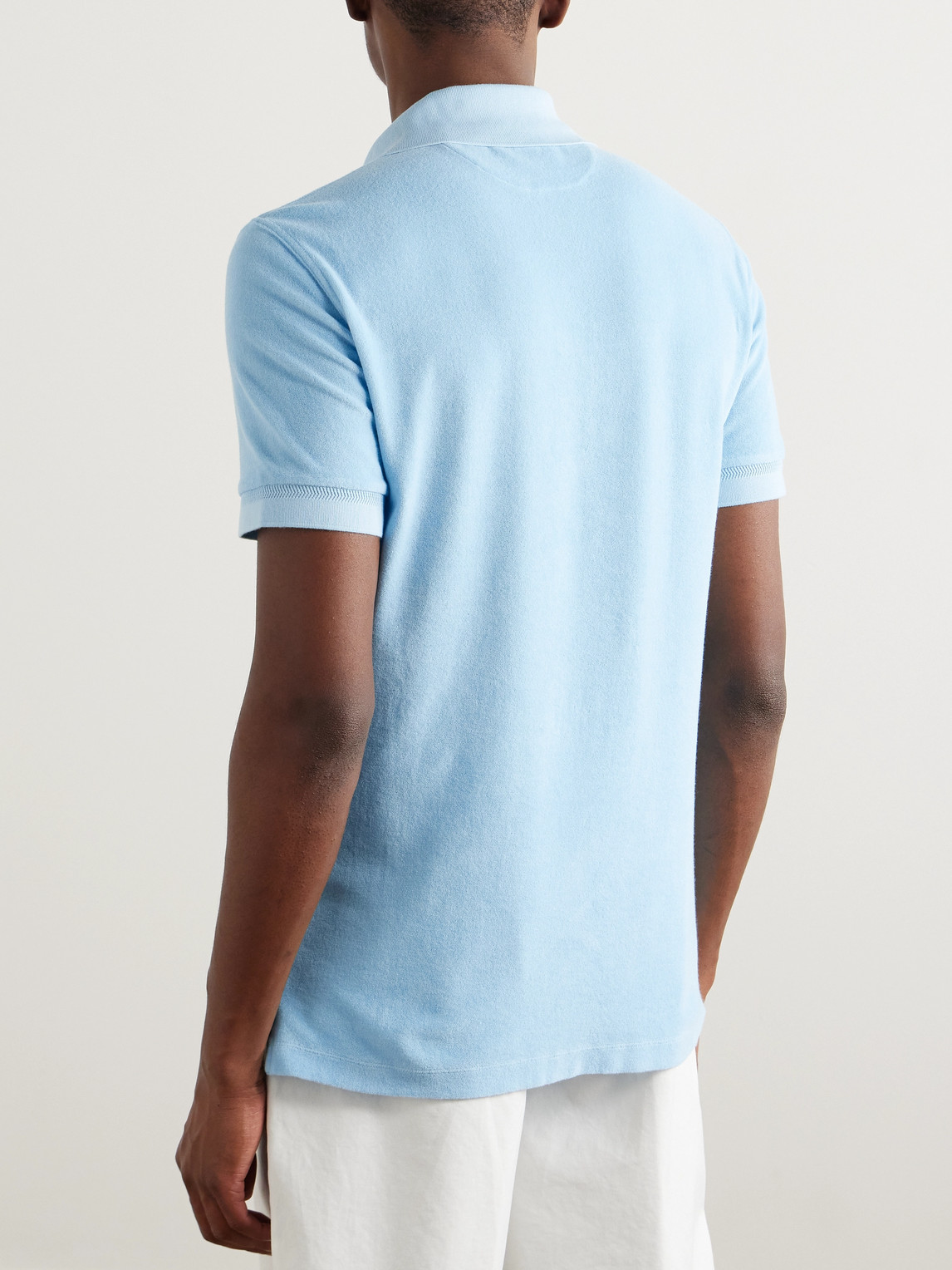 Shop Tom Ford Cotton-blend Terry Polo Shirt In Blue
