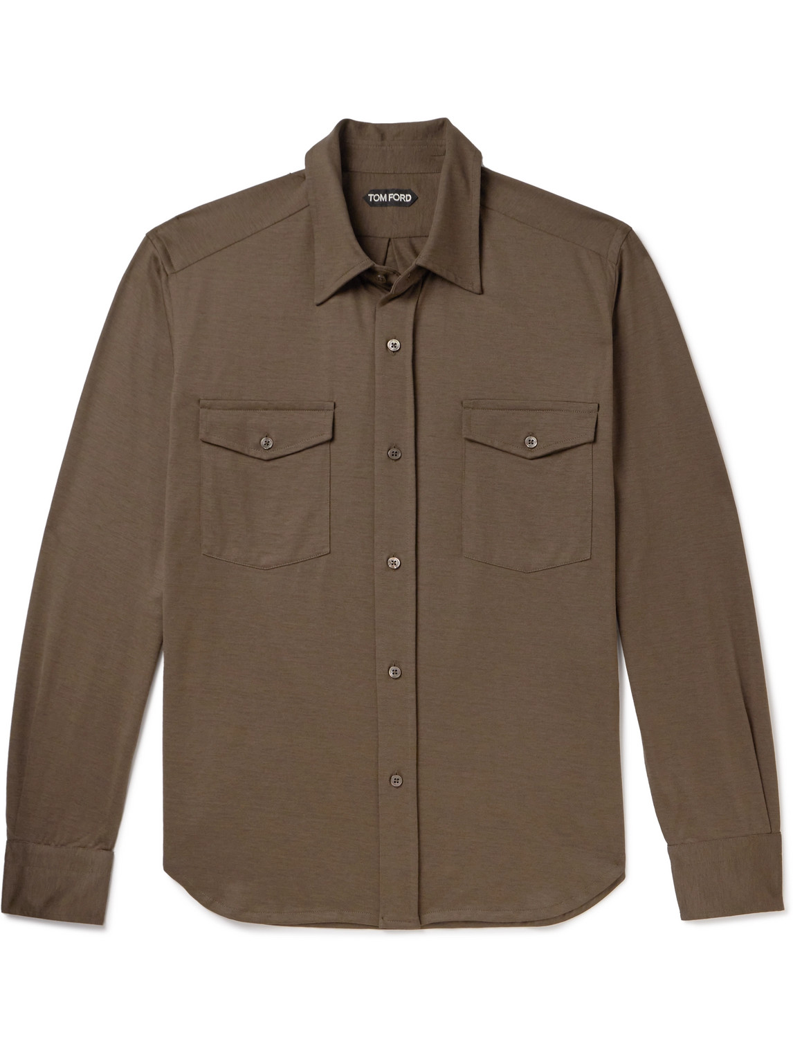 Tom Ford Silk And Cotton-blend Shirt In Brown