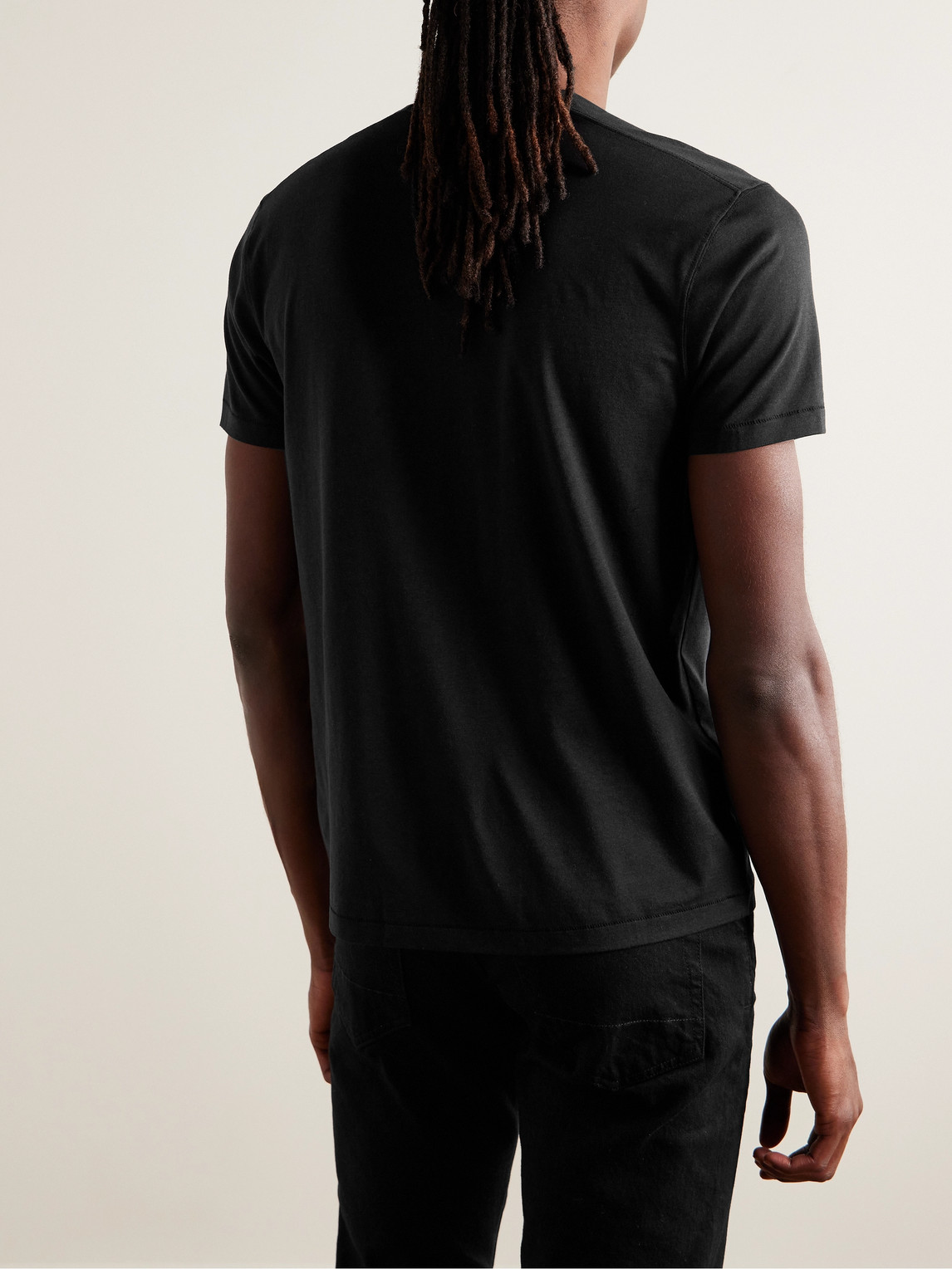 Tom Ford Black Stretch Cotton Crew Neck T-shirt In Black