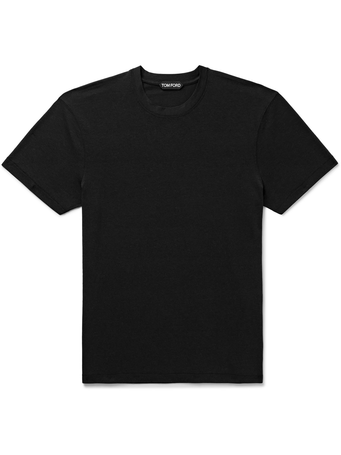 Tom Ford Black Stretch Cotton Crew Neck T-shirt In Black