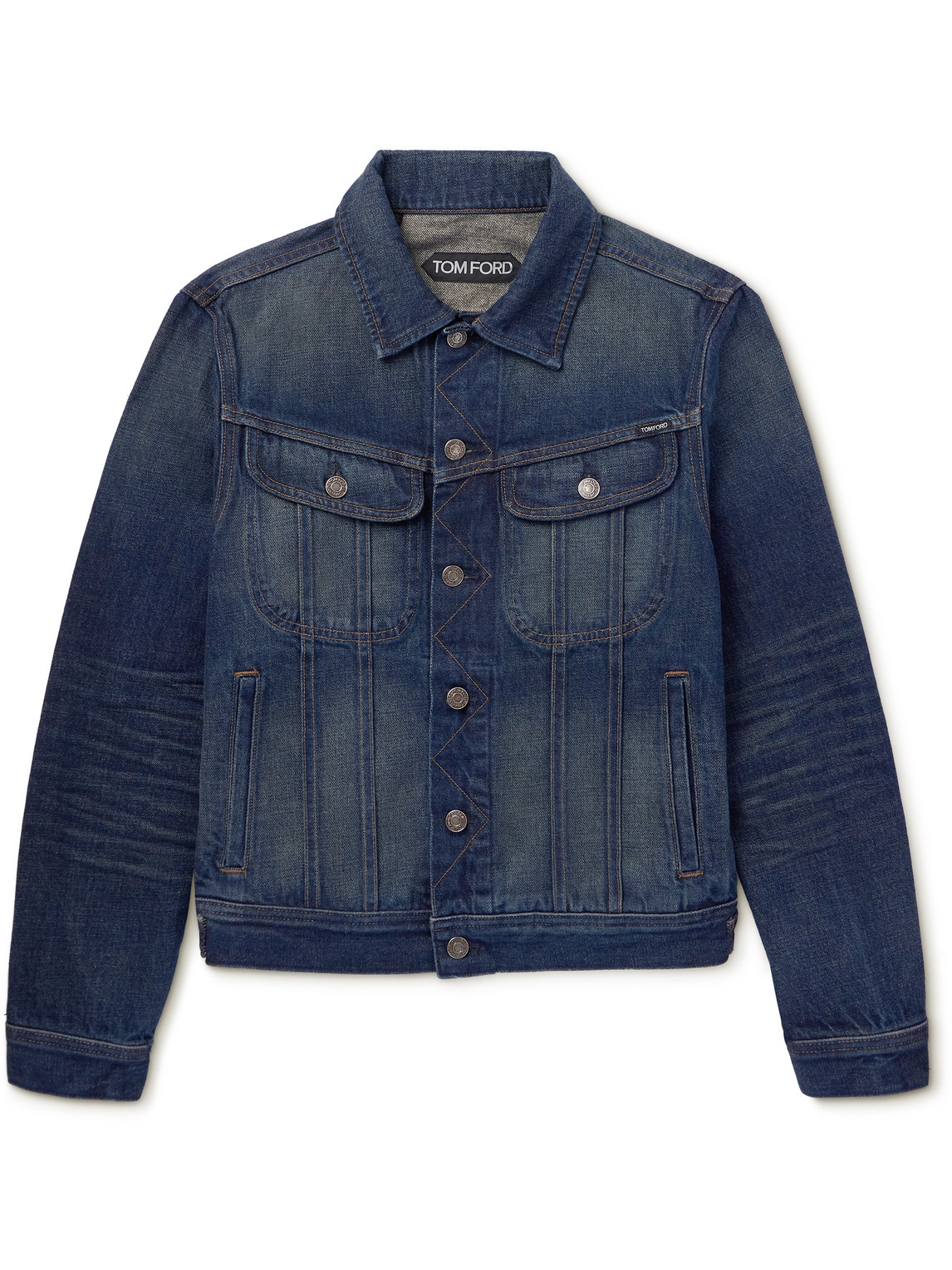 Tom Ford Broken Denim Twill Jacket In Blue