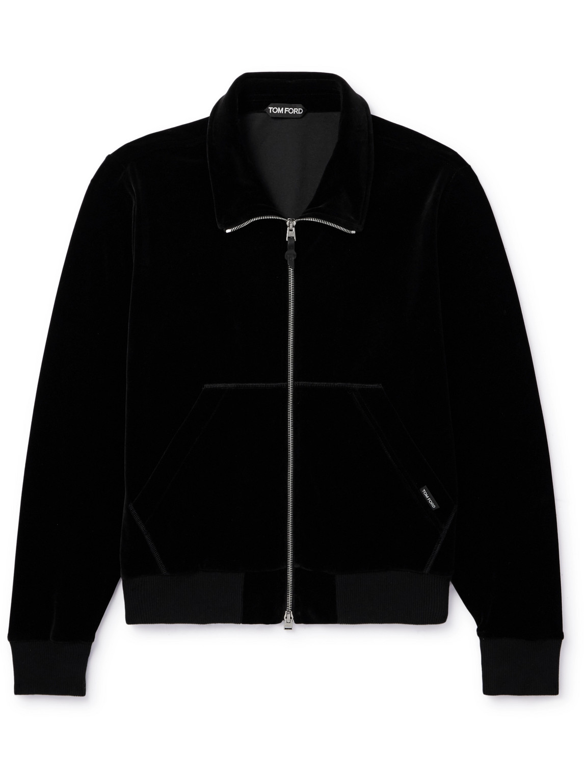 Tom Ford Cotton-blend Velour Track Jacket In Black