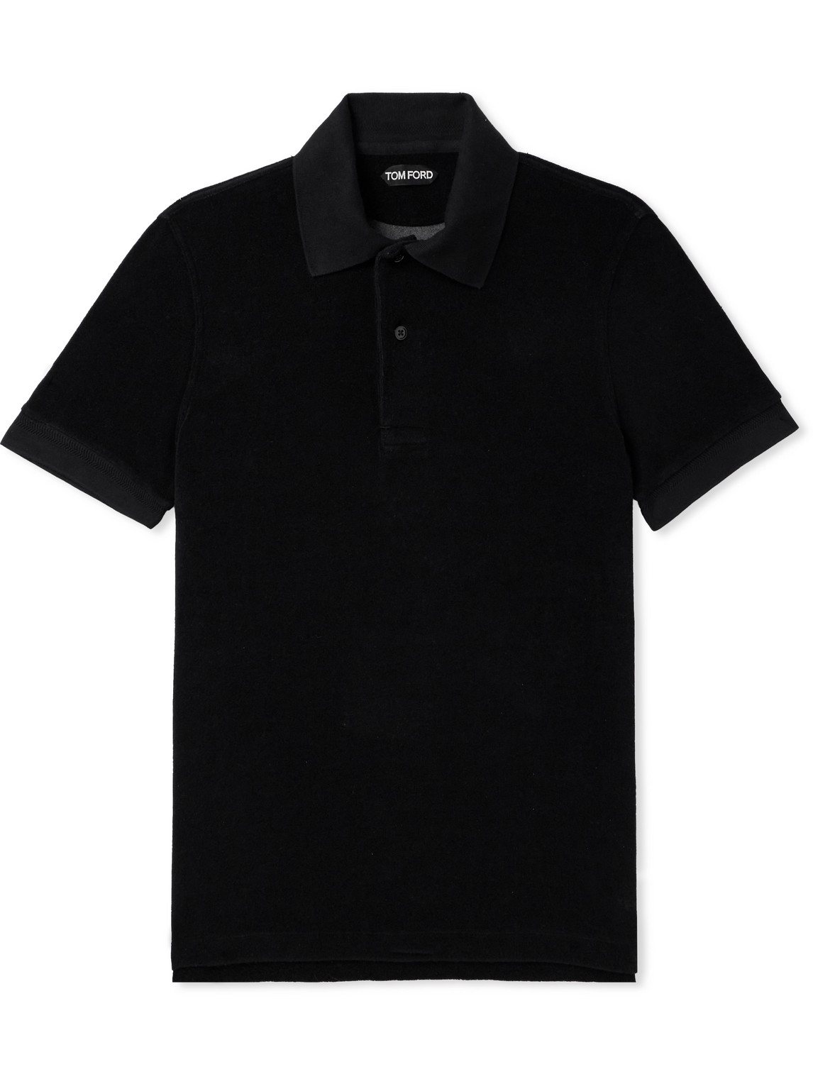 Tom Ford Cotton-blend Terry Polo Shirt In Black