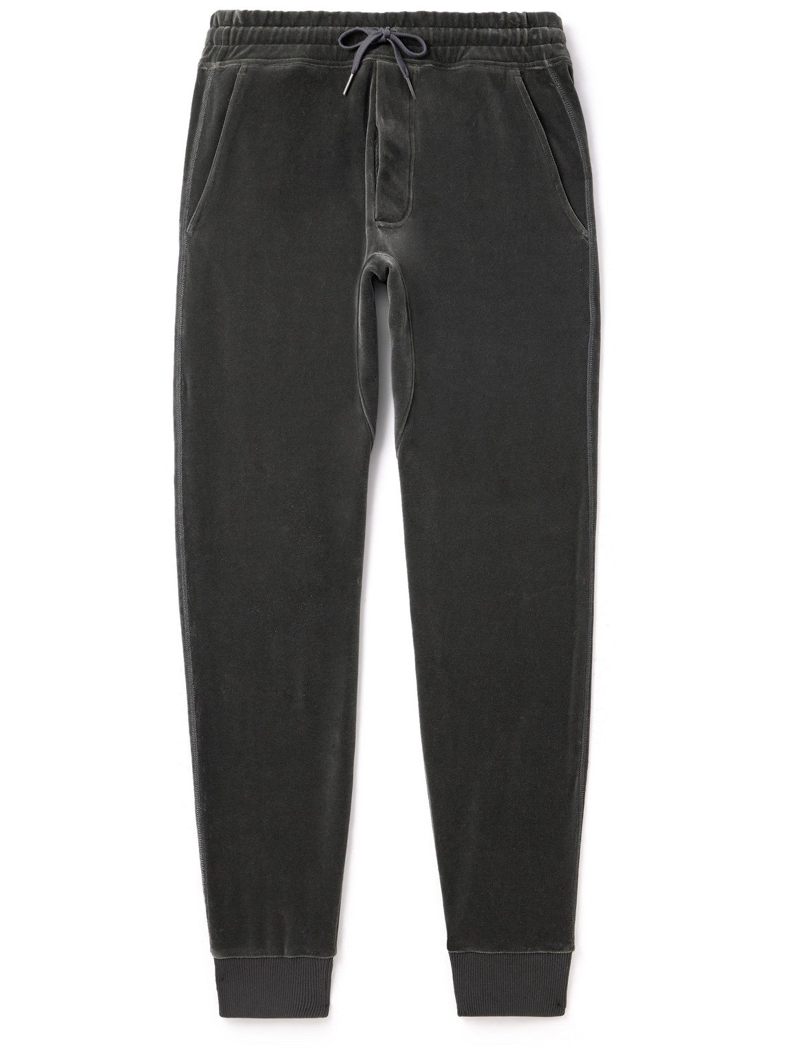 Tom Ford Tapered Cotton-blend Velour Sweatpants In Gray