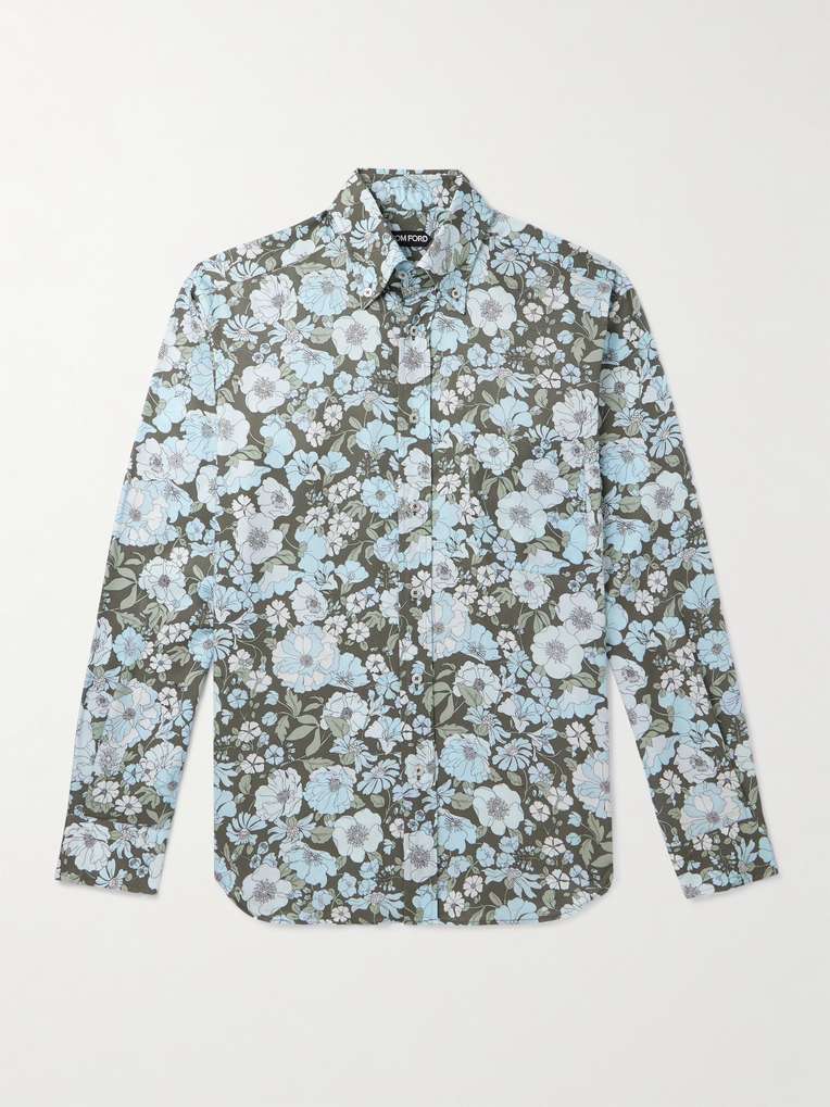 Tom Ford — Button-Down Collar Floral-Print Lyocell Shirt