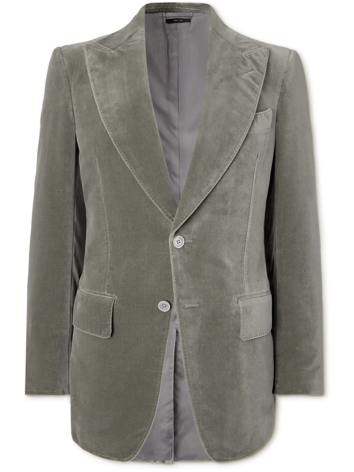 Tom Ford Atticus Slim-fit Cotton-velvet Blazer In Gray