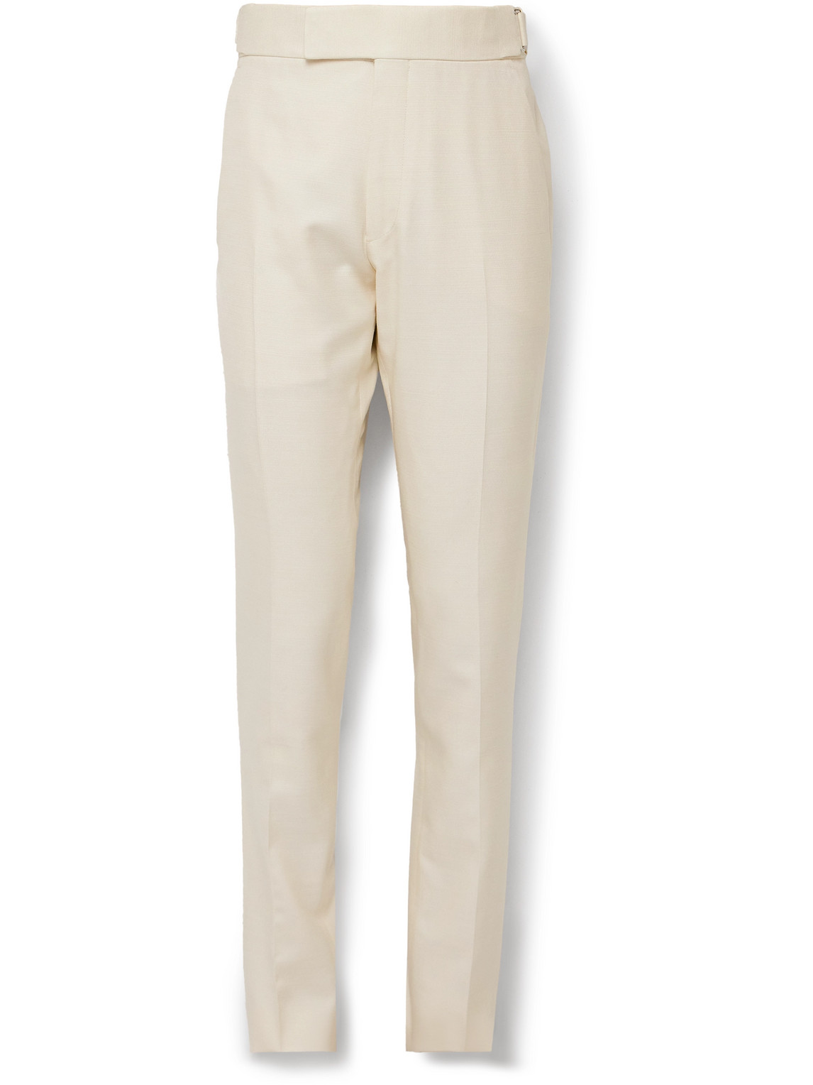 Shop Tom Ford Atticus Slim-fit Tapered Silk-canvas Suit Trousers In Neutrals