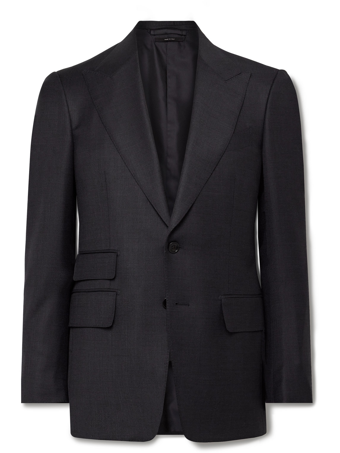 Tom Ford Shelton Slim-fit Sharkskin Wool-blend Suit Jacket In Blue
