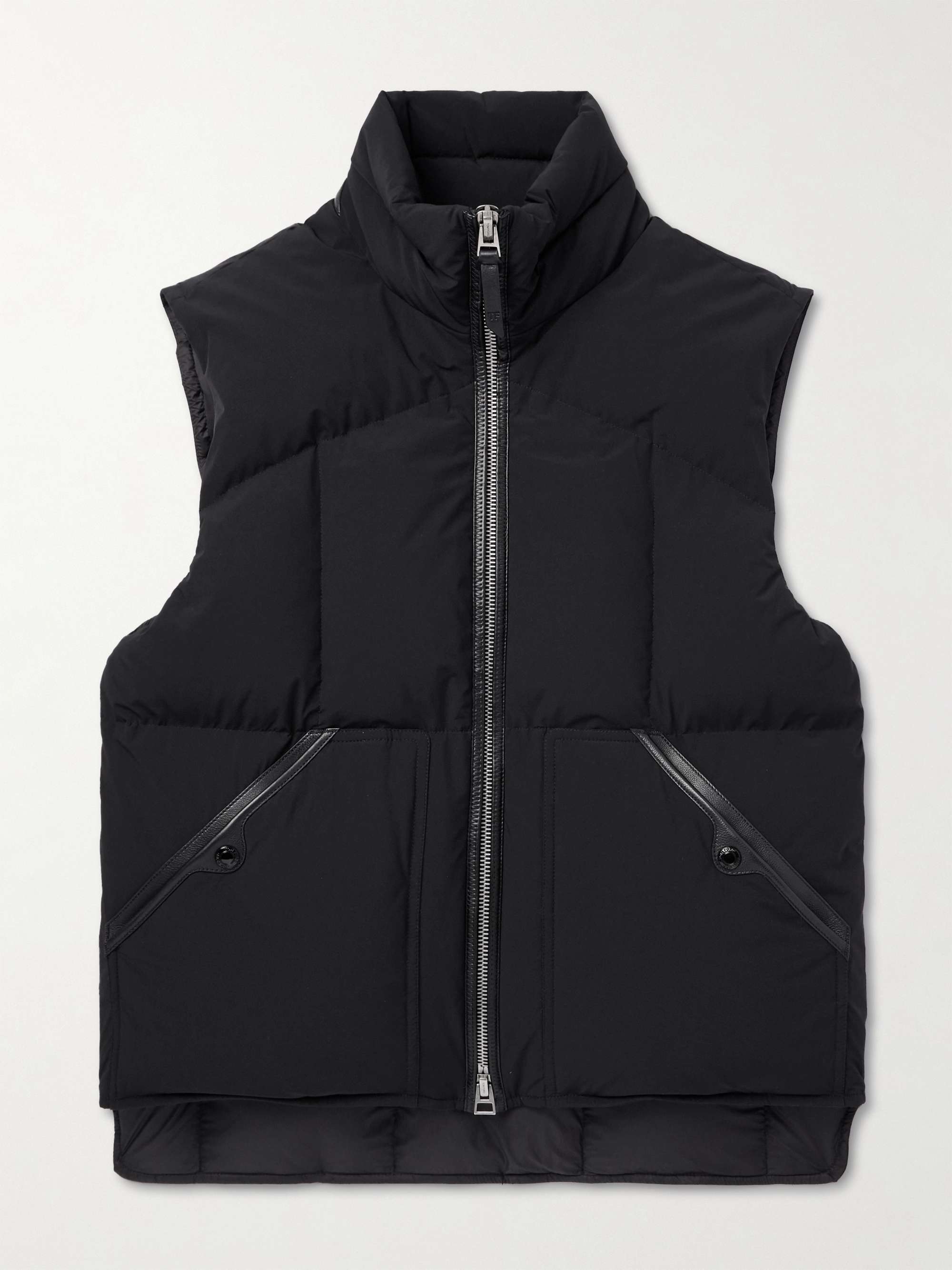 TOM FORD Leather-Trimmed Quilted Shell Gilet