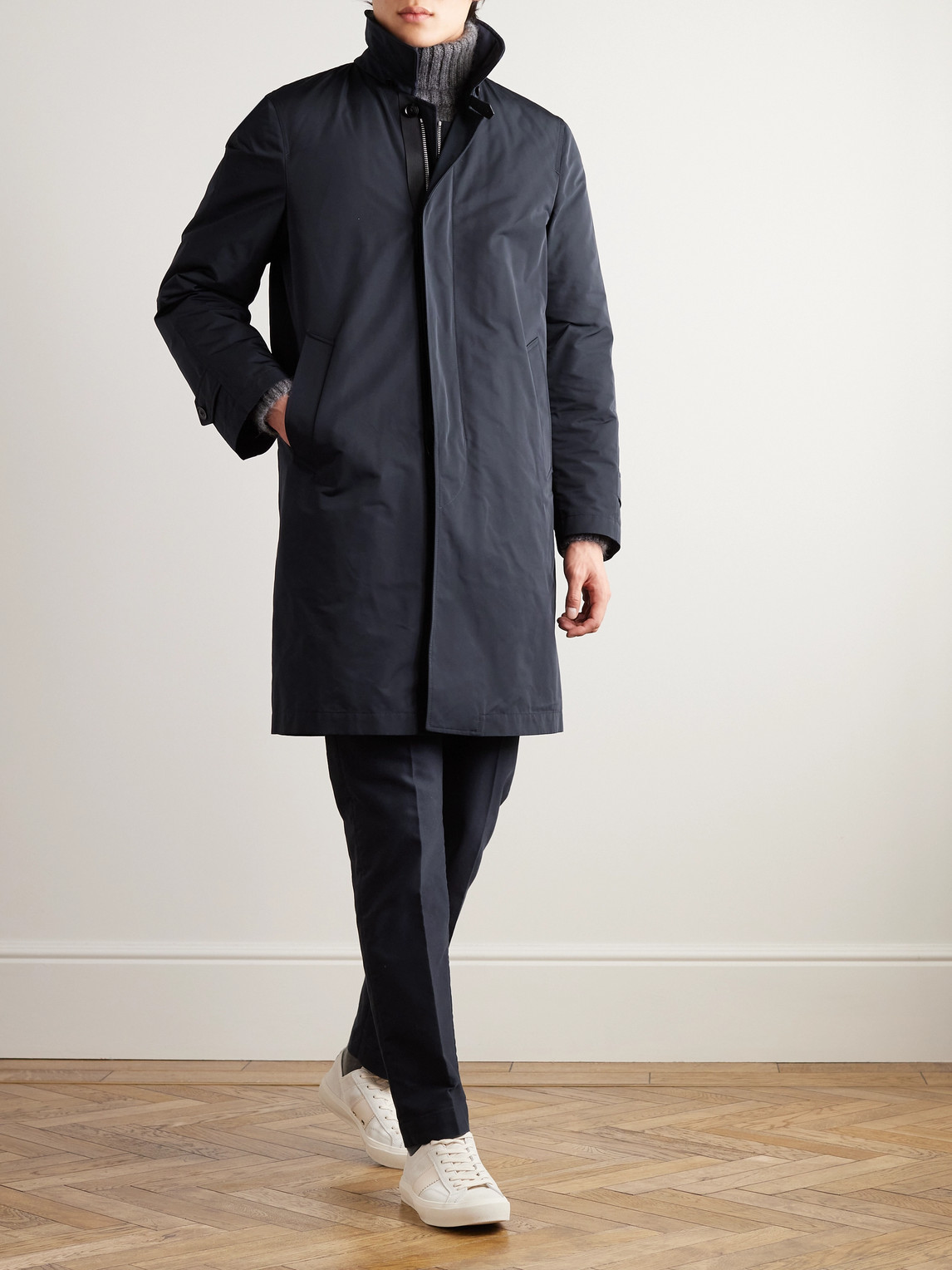 Shop Tom Ford Faille Coat With Detachable Quilted Down Liner In Blue