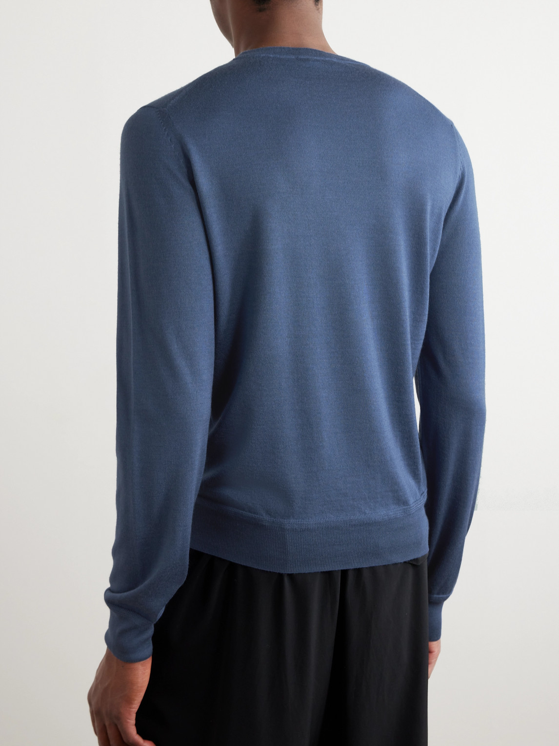 Shop Tom Ford Slim-fit Cashmere Silk-blend Sweater In Blue