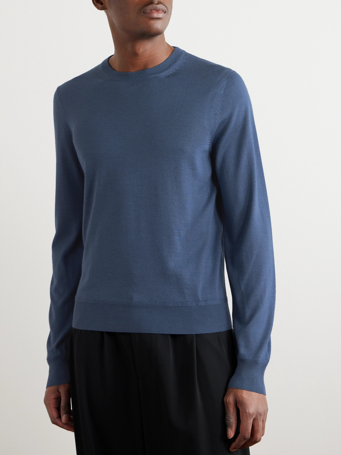 Shop Tom Ford Slim-fit Cashmere Silk-blend Sweater In Blue
