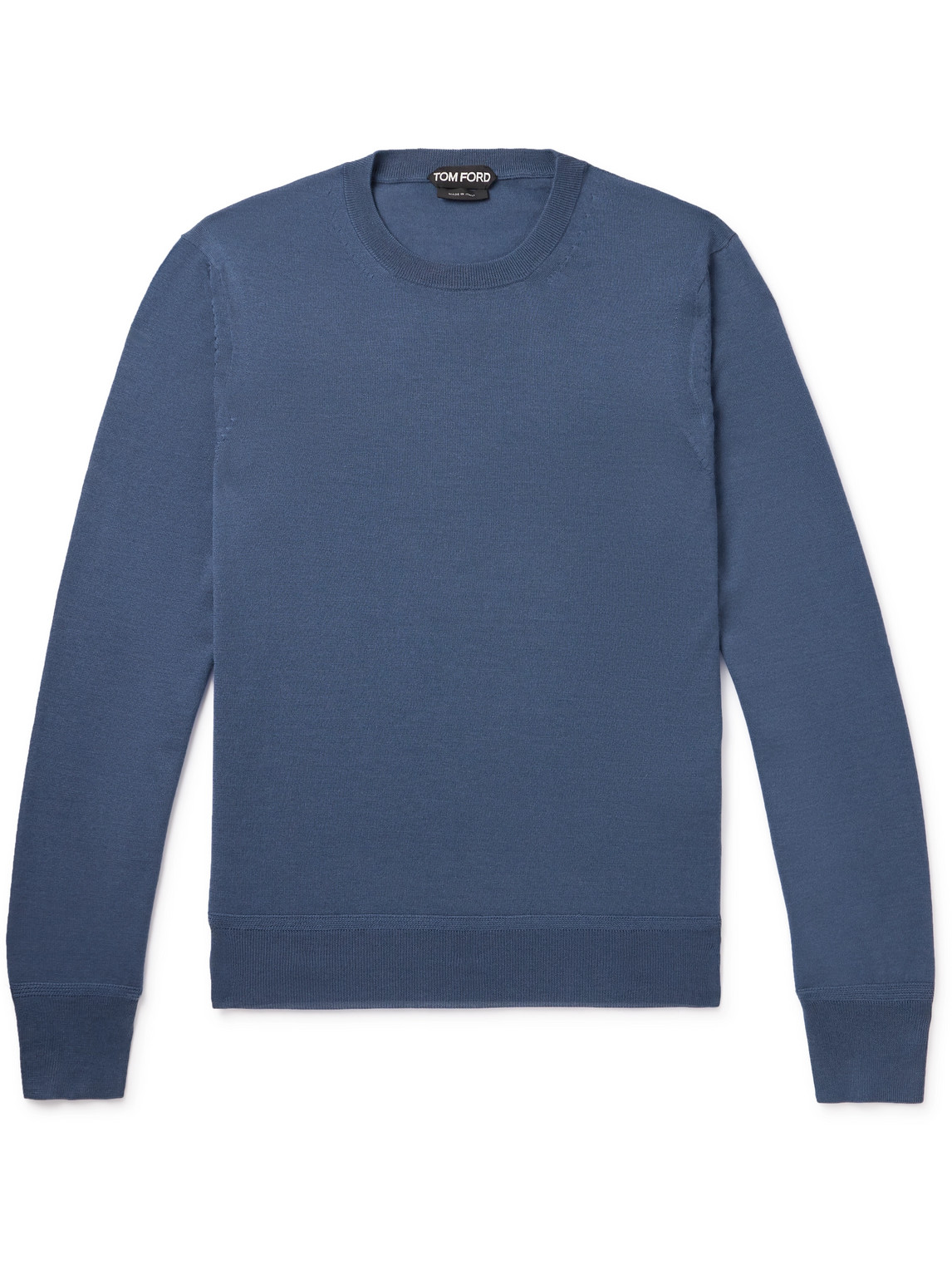 Shop Tom Ford Slim-fit Cashmere Silk-blend Sweater In Blue