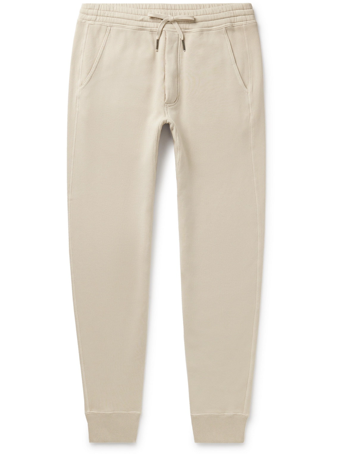 Tom Ford Tapered Garment-dyed Cotton-jersey Sweatpants In Neutrals