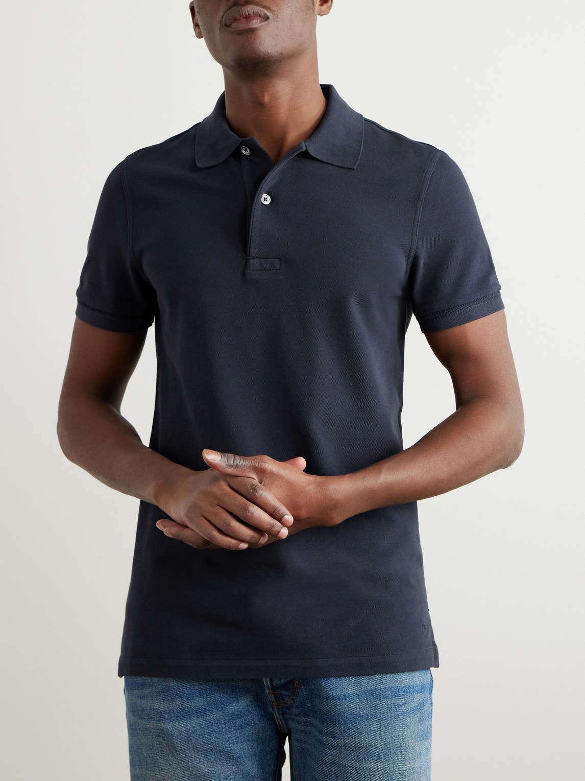 TOM FORD - Garment-Dyed Cotton-Piqué Polo Shirt - Curated Menswear