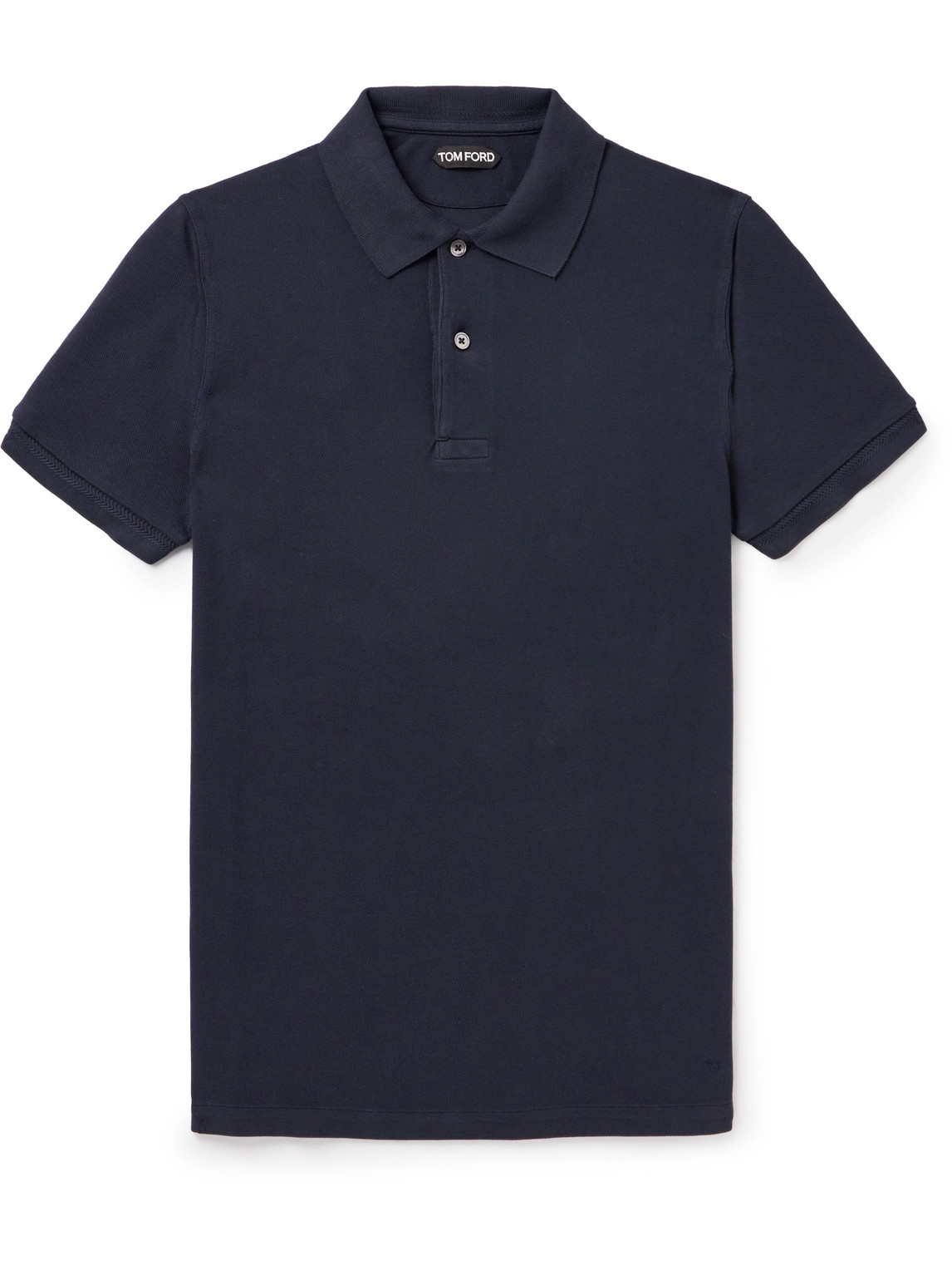 Tom Ford Black Short-sleeves Polo In Cotton Piquet Jersey Man In Blue
