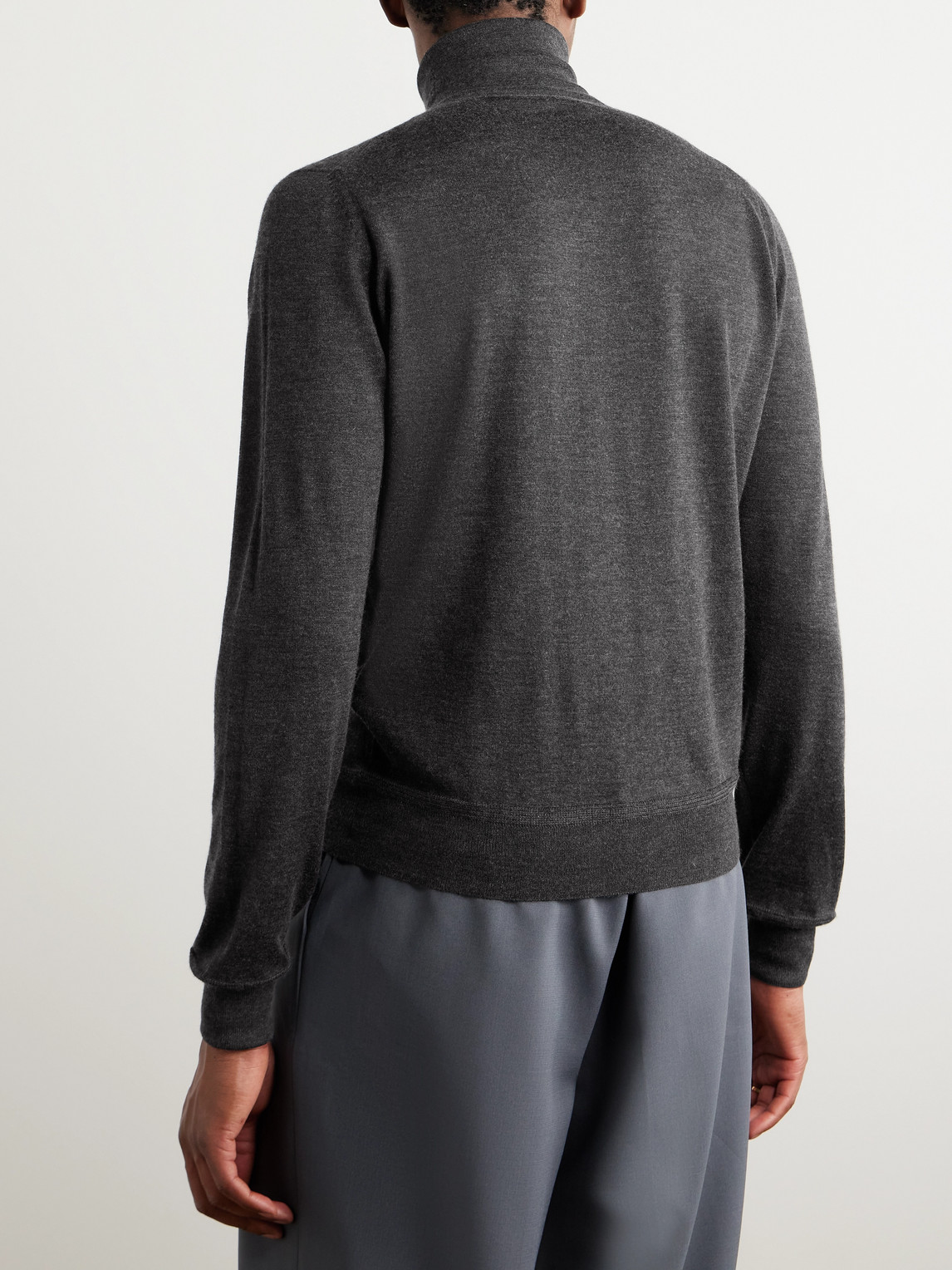 Shop Tom Ford Slim-fit Cashmere And Silk-blend Rollneck Sweater In Gray