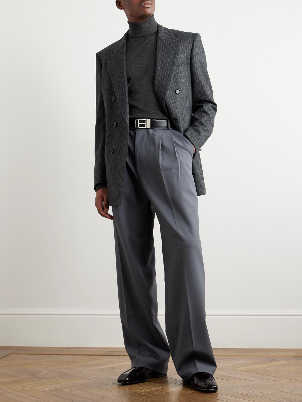Shop Tom Ford Slim-fit Cashmere And Silk-blend Rollneck Sweater In Gray