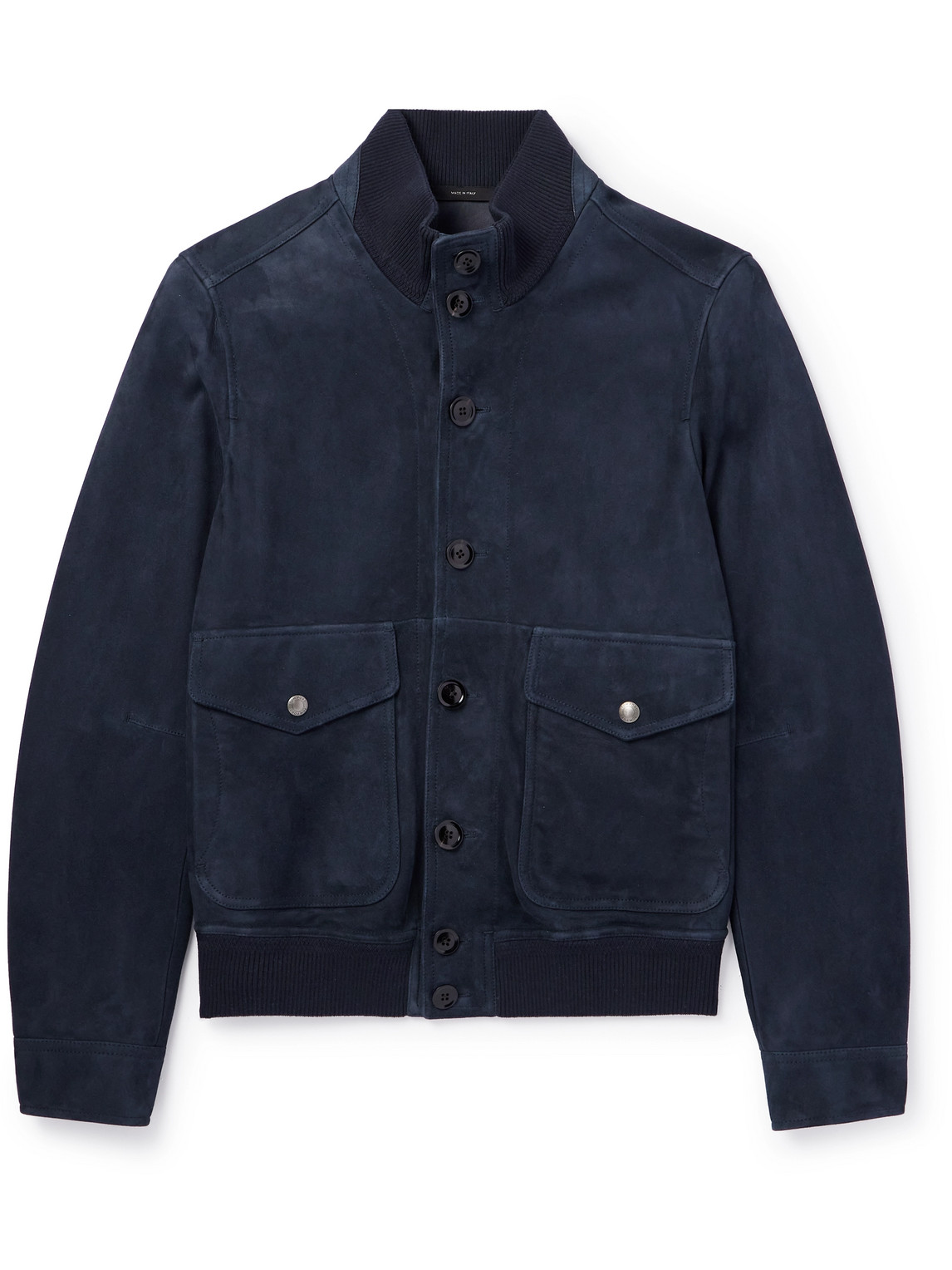 Tom Ford Suede Blouson Jacket In Blue