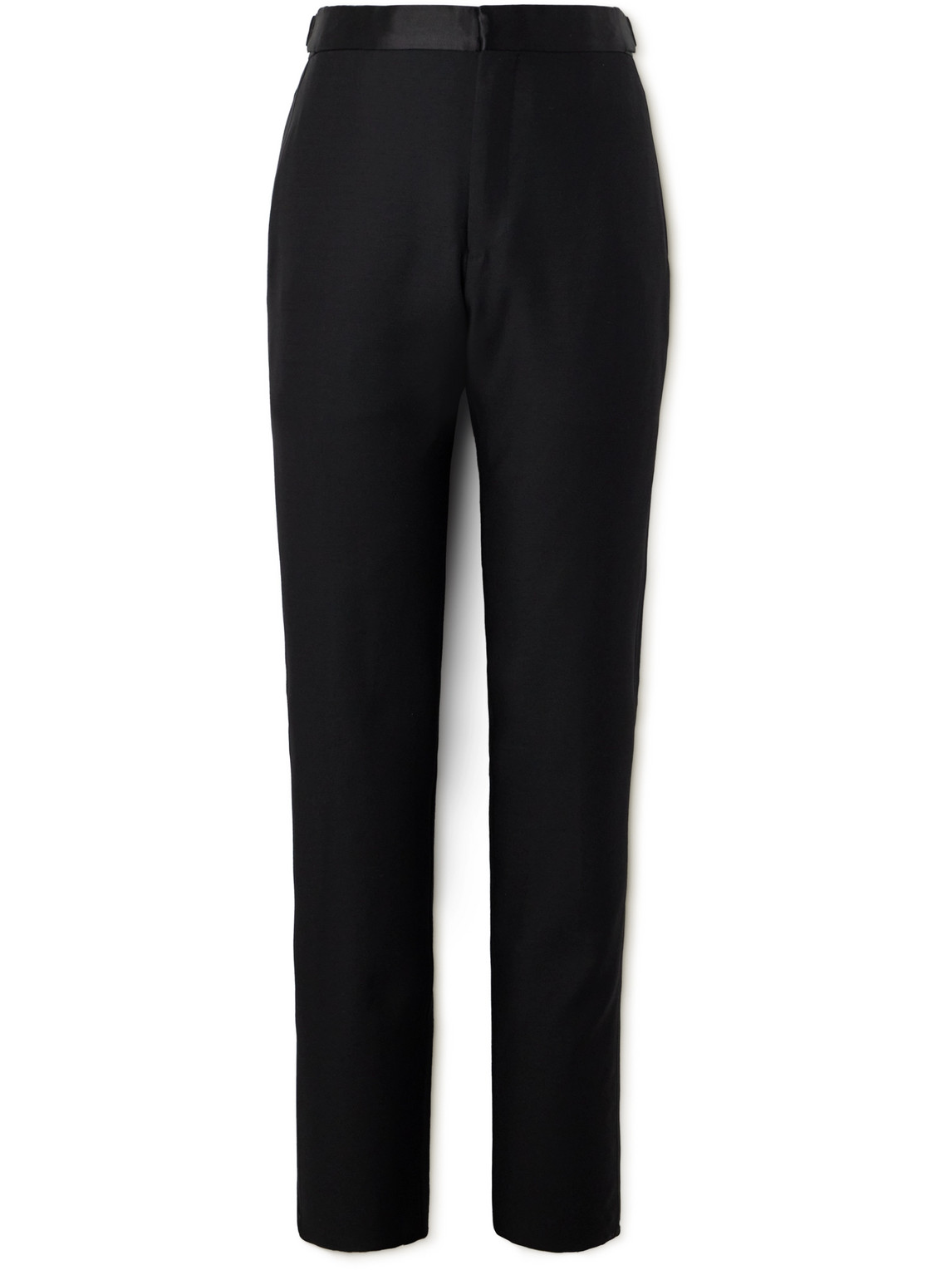 Tom Ford Straight-leg Wool And Silk-blend Tuxedo Trousers In Black