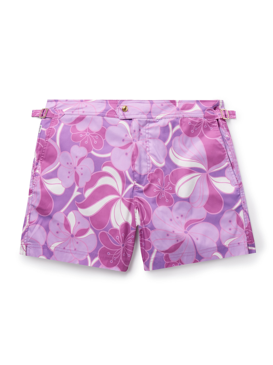 Tom Ford Slim-fit Short-length Floral-print Swim Shorts In Pink