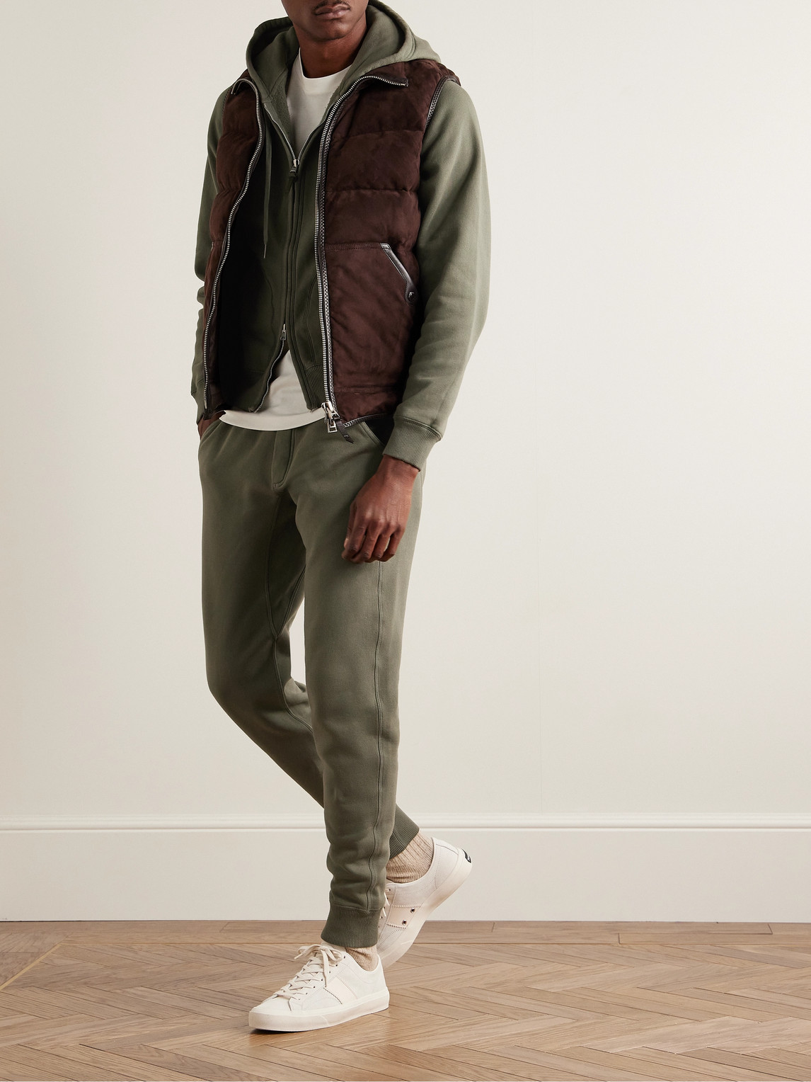 Shop Tom Ford Tapered Garment-dyed Cotton-jersey Sweatpants In Green
