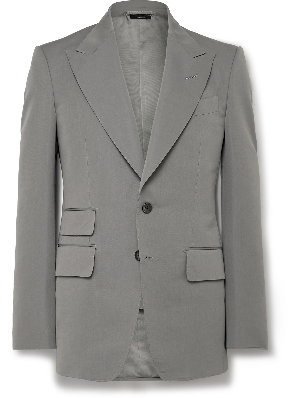 Tom Ford Shelton Slim-fit Cotton And Silk-blend Poplin Suit Jacket In Gray
