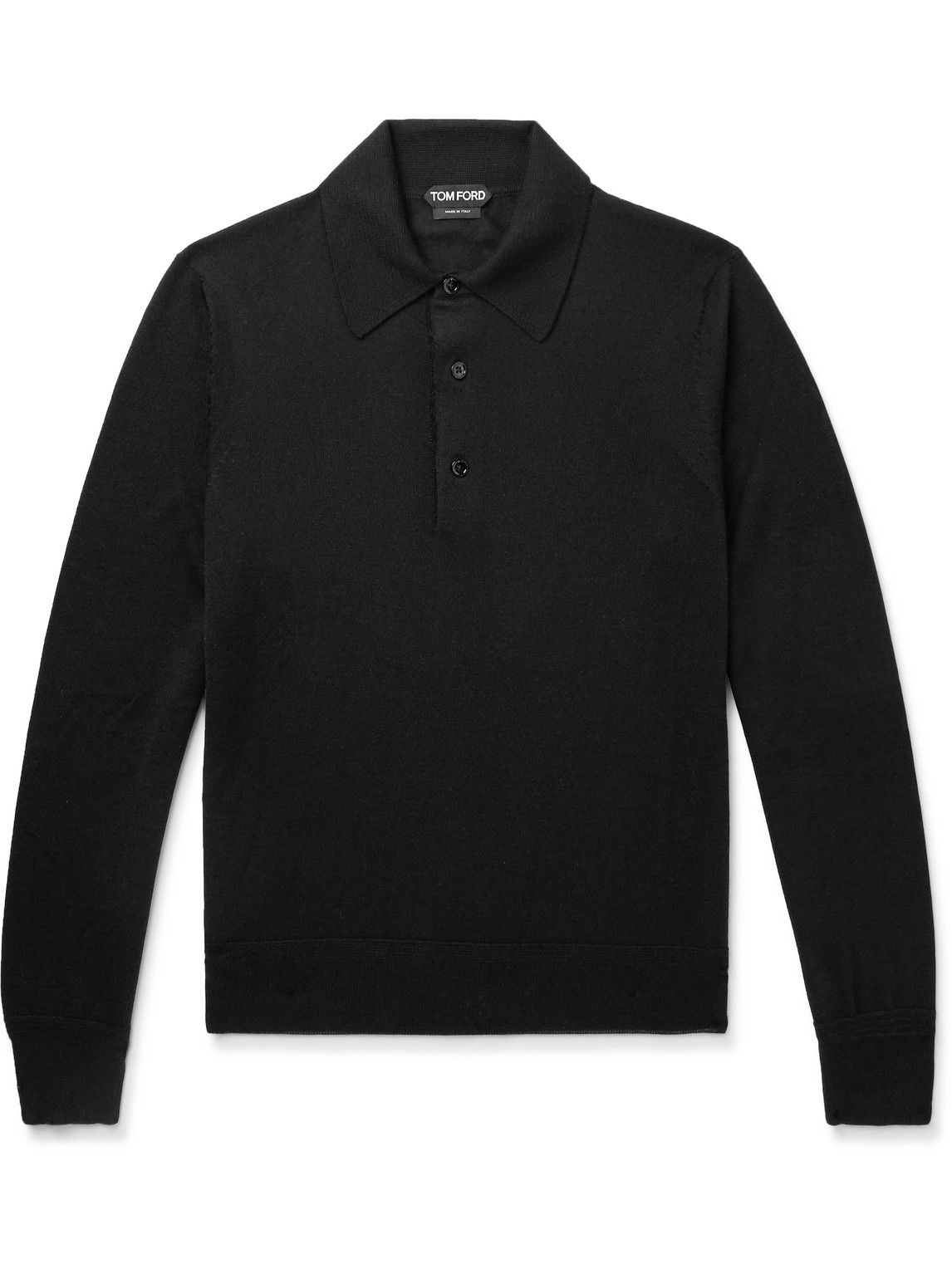 Tom Ford Slim-fit Cashmere And Silk-blend Polo Shirt In Black