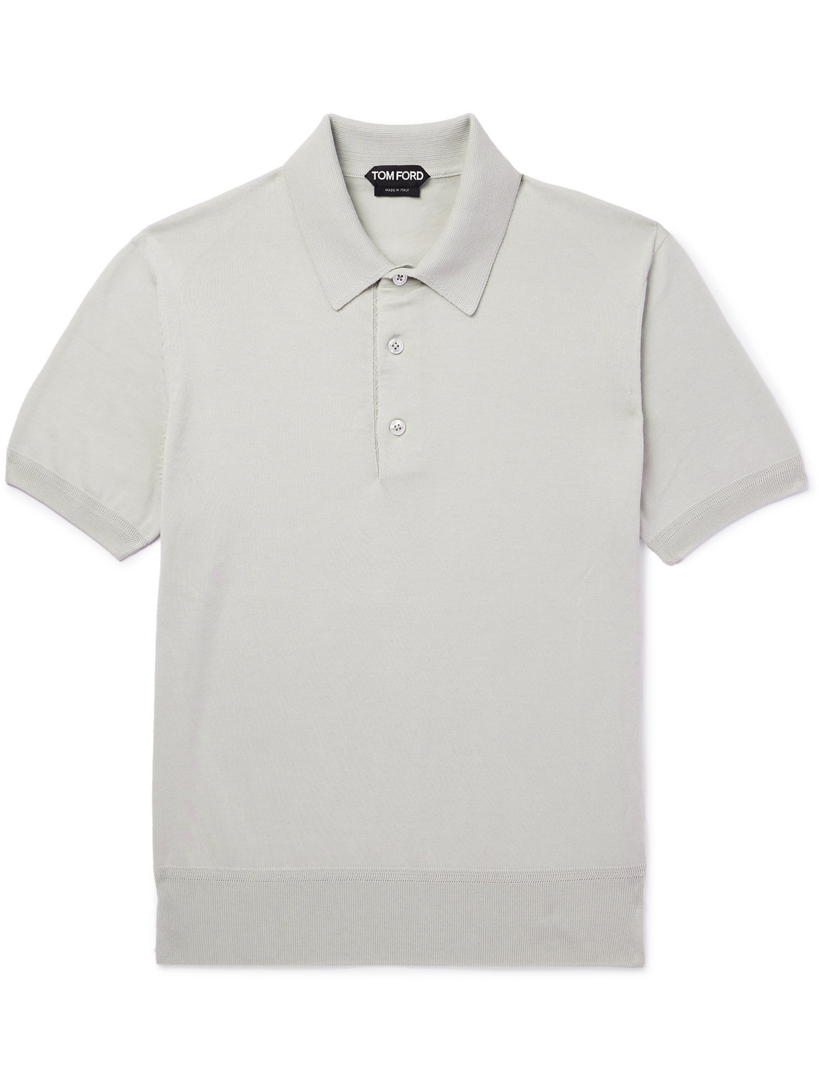 Tom Ford Slim-fit Sea Island Cotton Polo Shirt In Gray