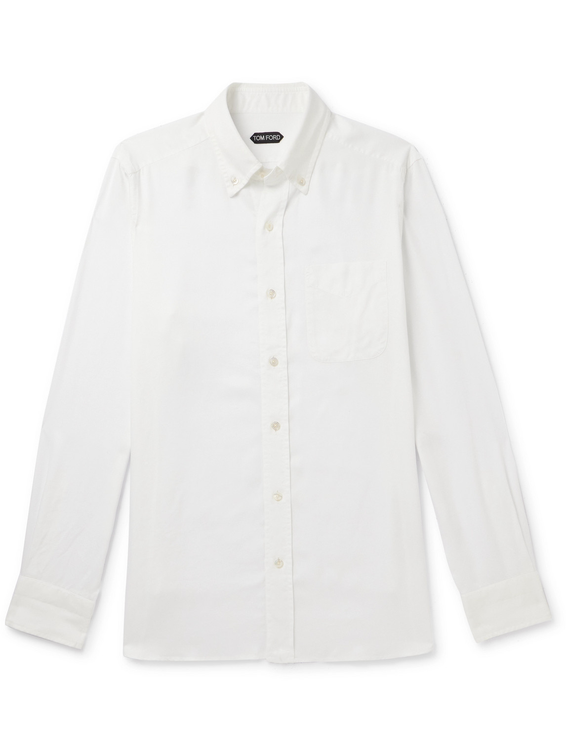 Shop Tom Ford Button-down Collar Lyocell-poplin Shirt In White