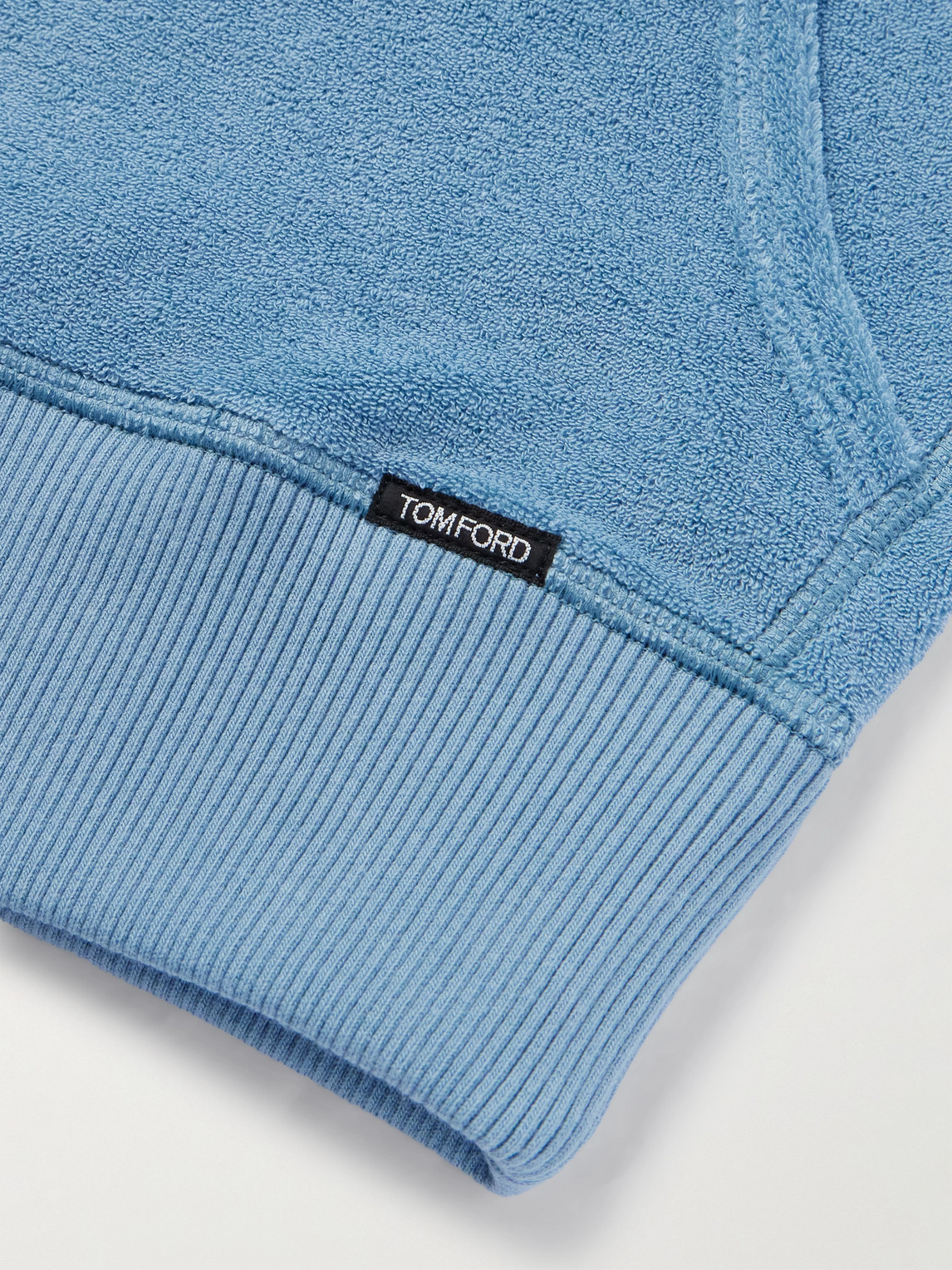 Shop Tom Ford Towelling Cotton-terry Zip-up Hoodie In Blue