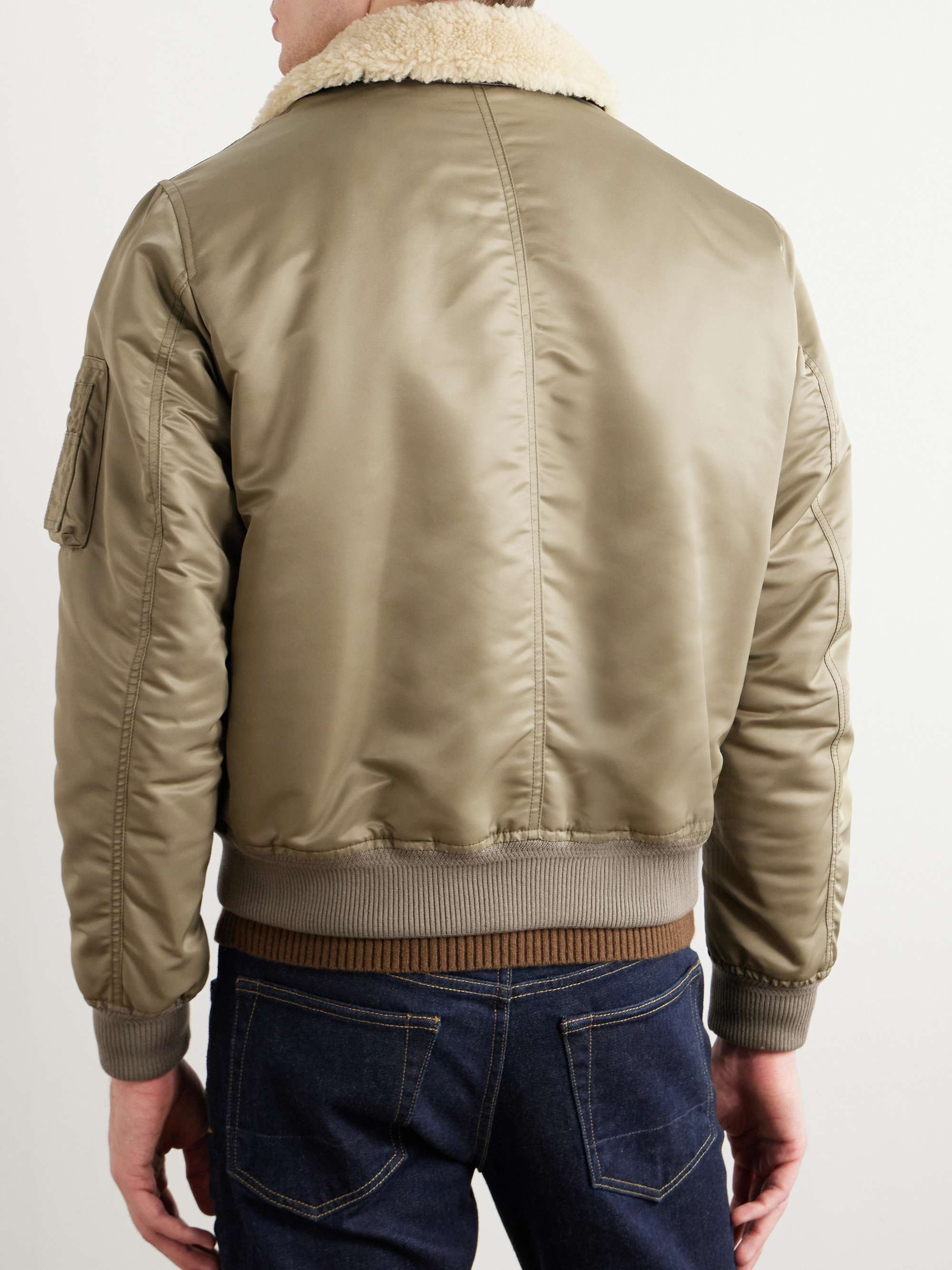 TOM FORD Shearling and Leather-Trimmed Padded Shell Bomber Jacket for ...