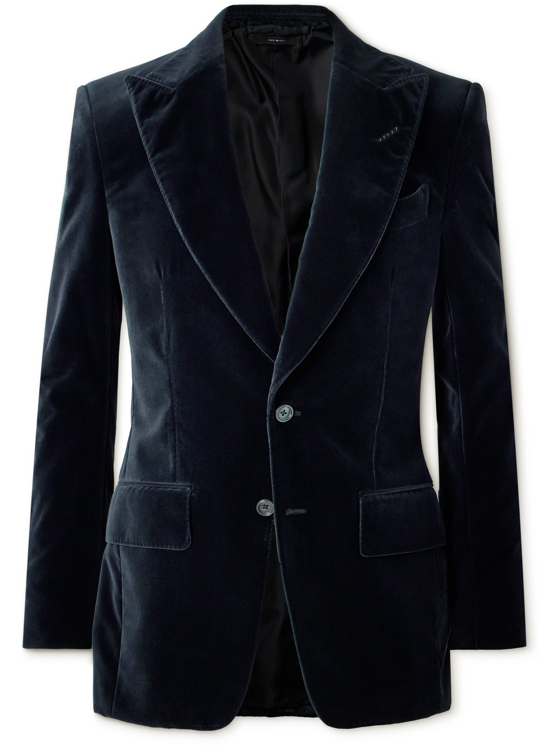 Shop Tom Ford Atticus Slim-fit Cotton-velvet Blazer In Blue