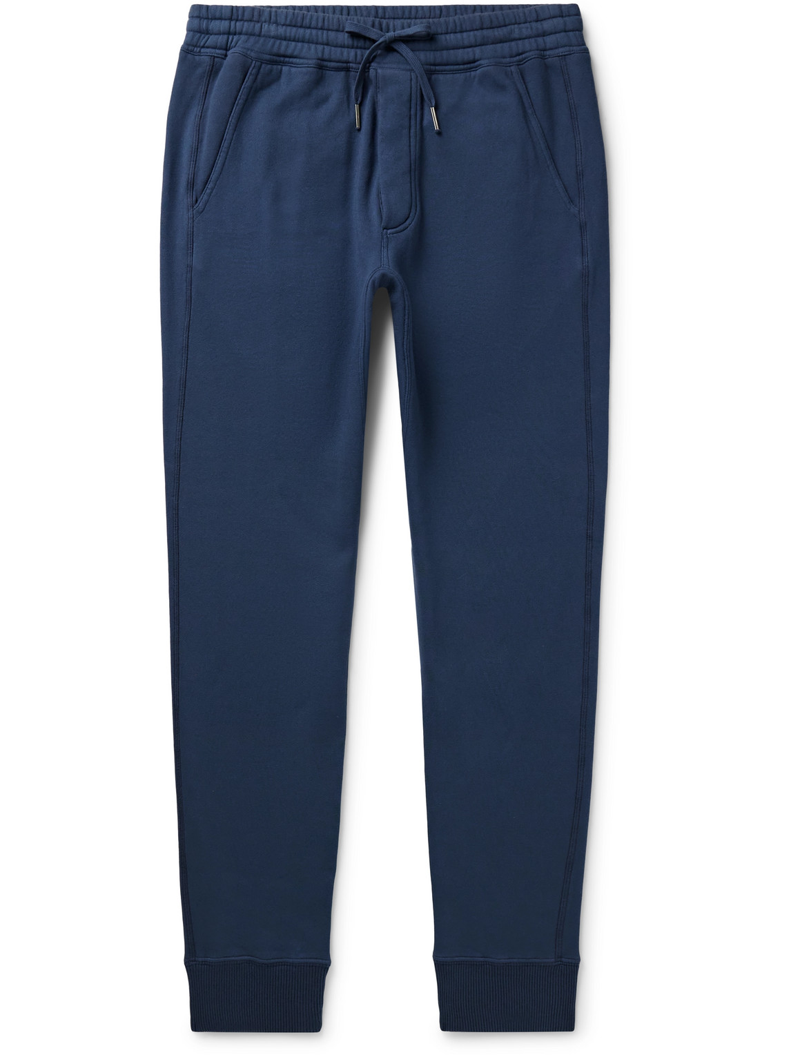 TOM FORD - Tapered Garment-Dyed Cotton-Jersey Sweatpants - Men - Blue - IT 52