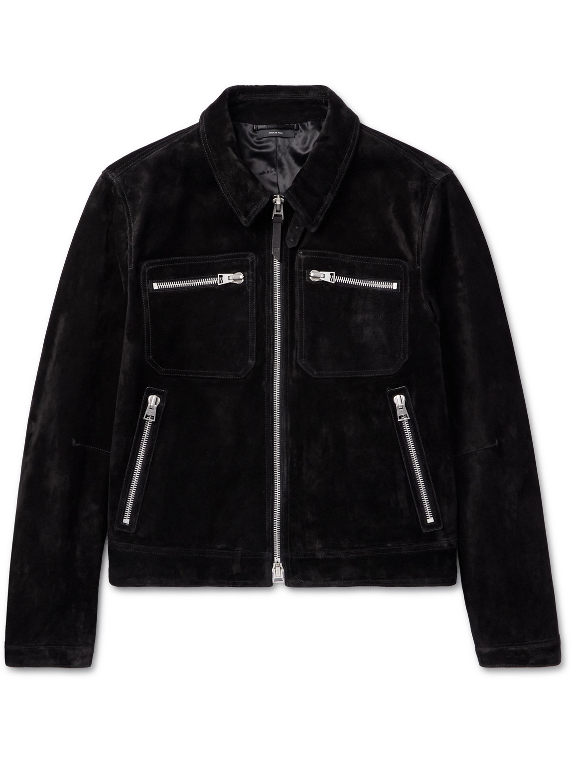 Tom Ford Cropped Suede Jacket In Black