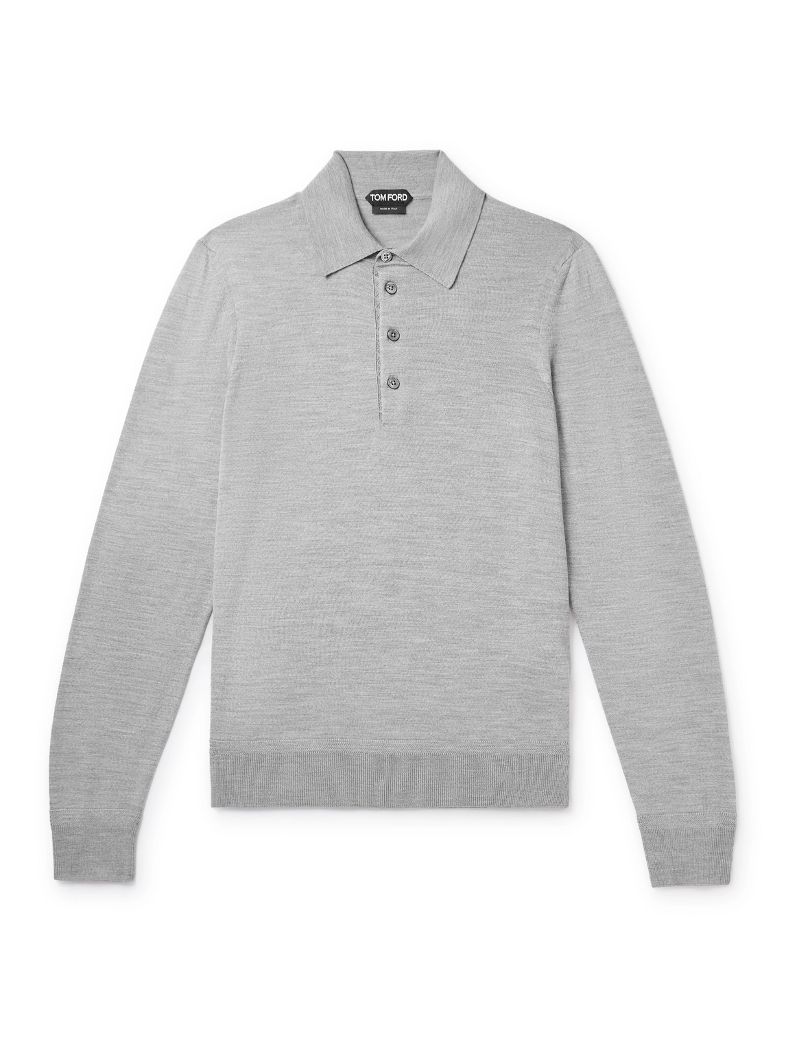 Tom Ford Slim-fit Wool Polo Shirt In Grey