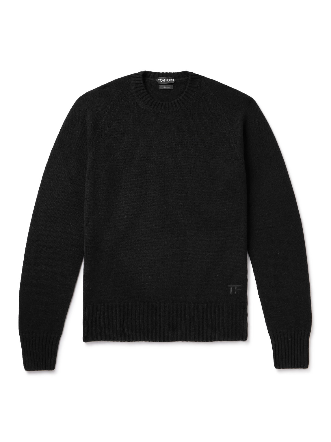 Tom Ford Logo-embroidered Knitted Cashmere Sweater In Black