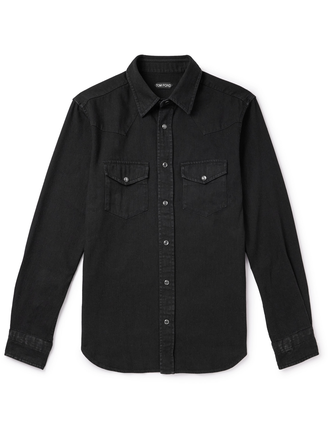 Shop Tom Ford Denim Western Shirt In Black