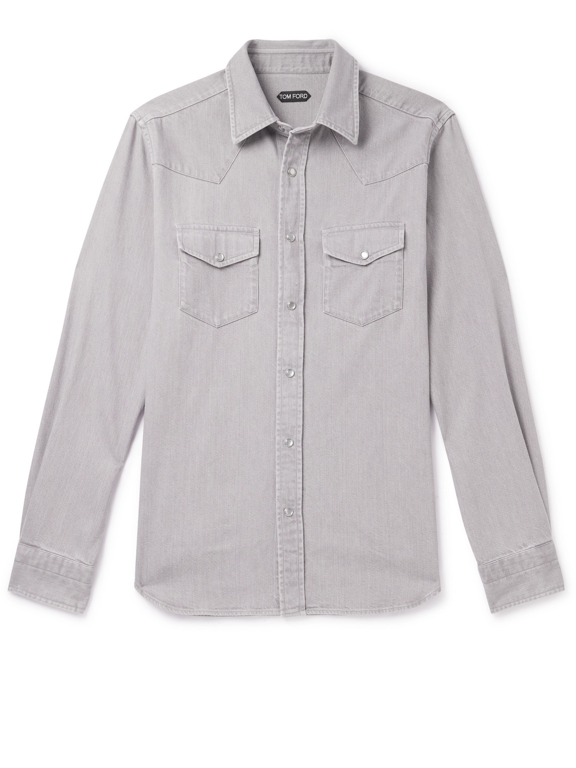 Tom Ford Denim Western Shirt In Grey