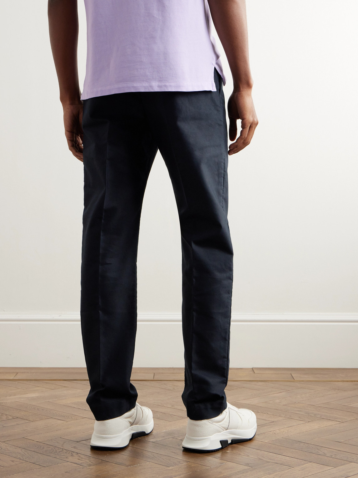 Shop Tom Ford Straight-leg Cotton Chinos In Blue