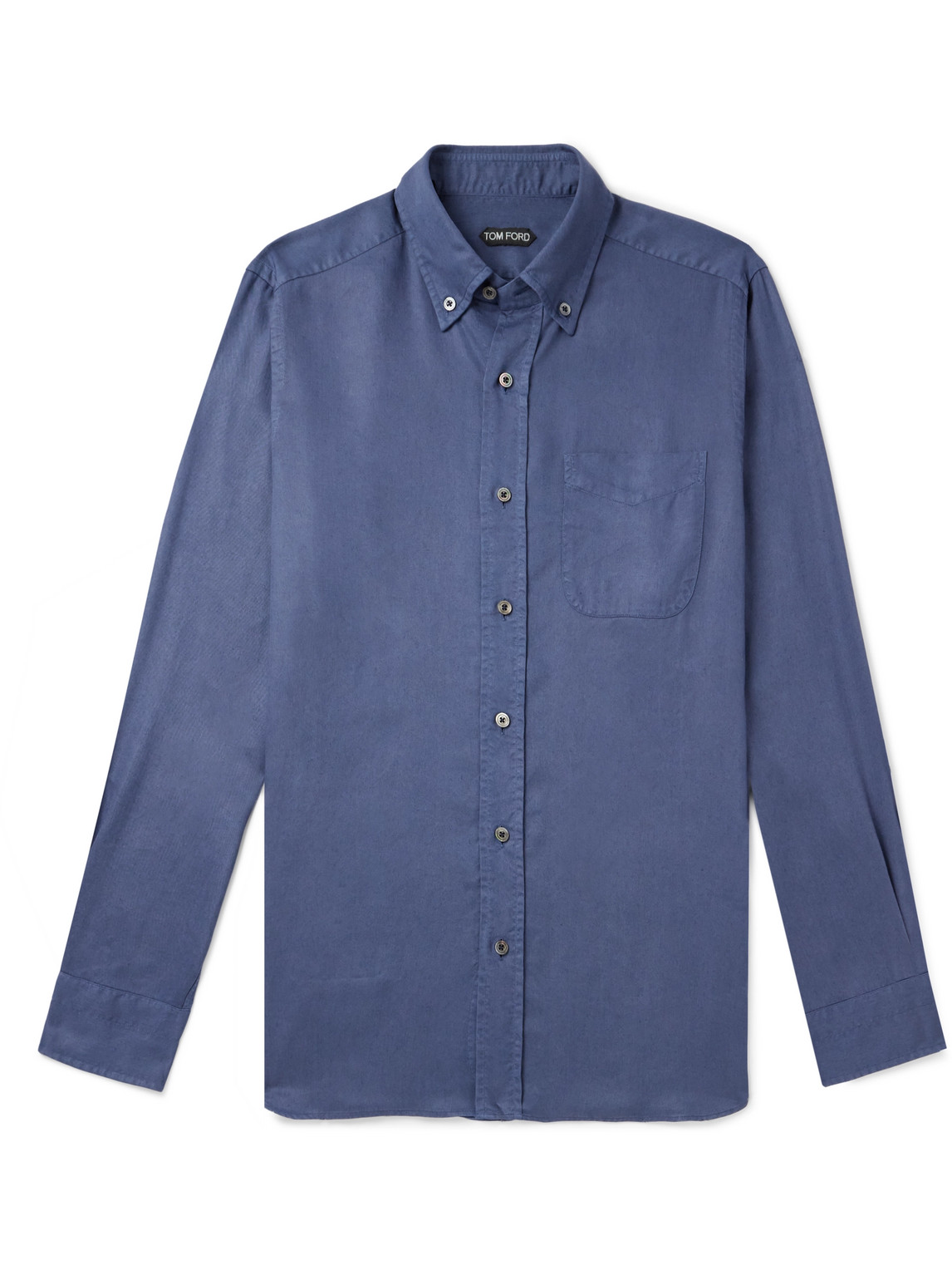 Shop Tom Ford Button-down Collar Lyocell-poplin Shirt In Blue