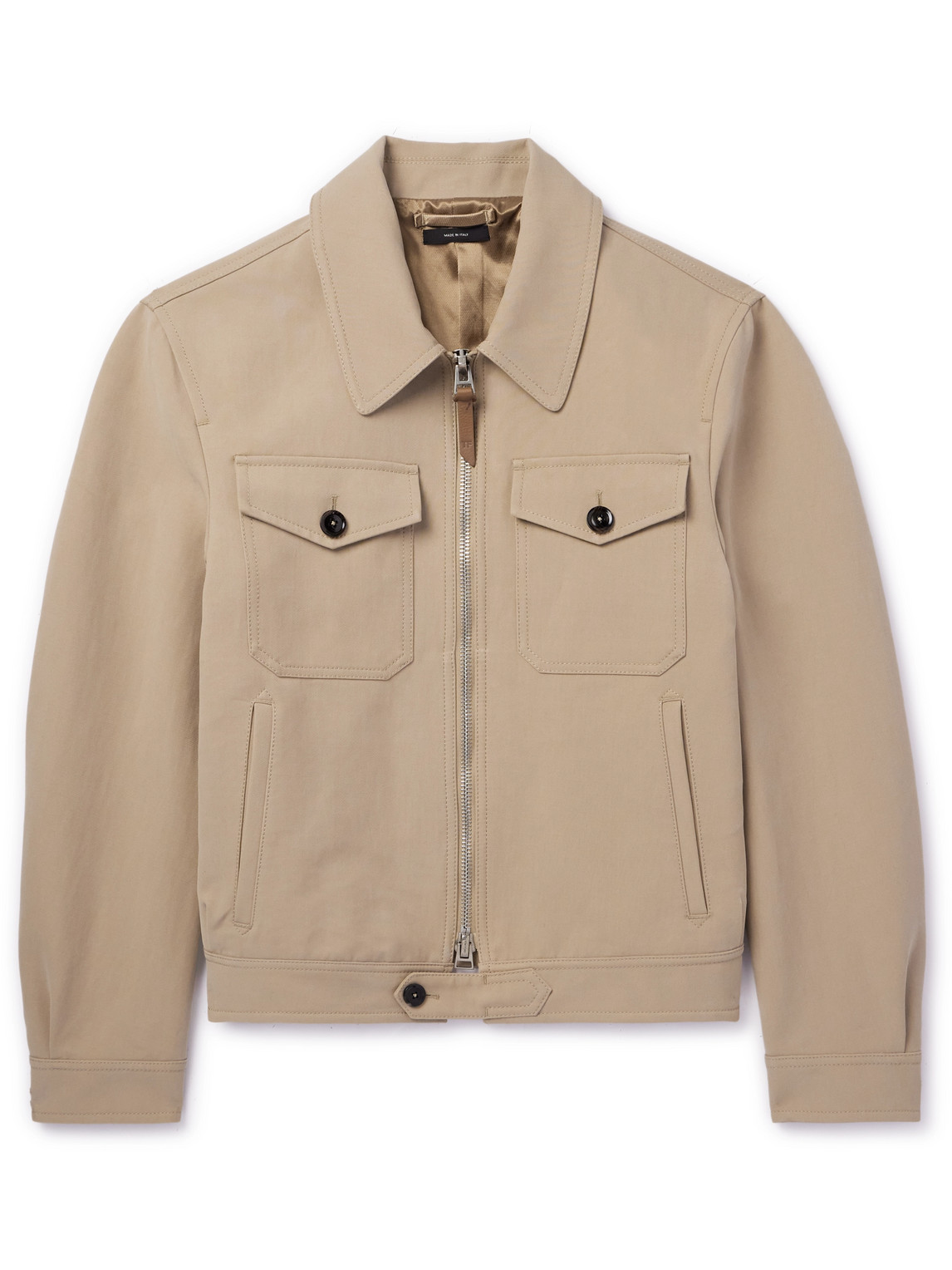 Tom Ford Cotton-twill Blouson Jacket In Neutrals