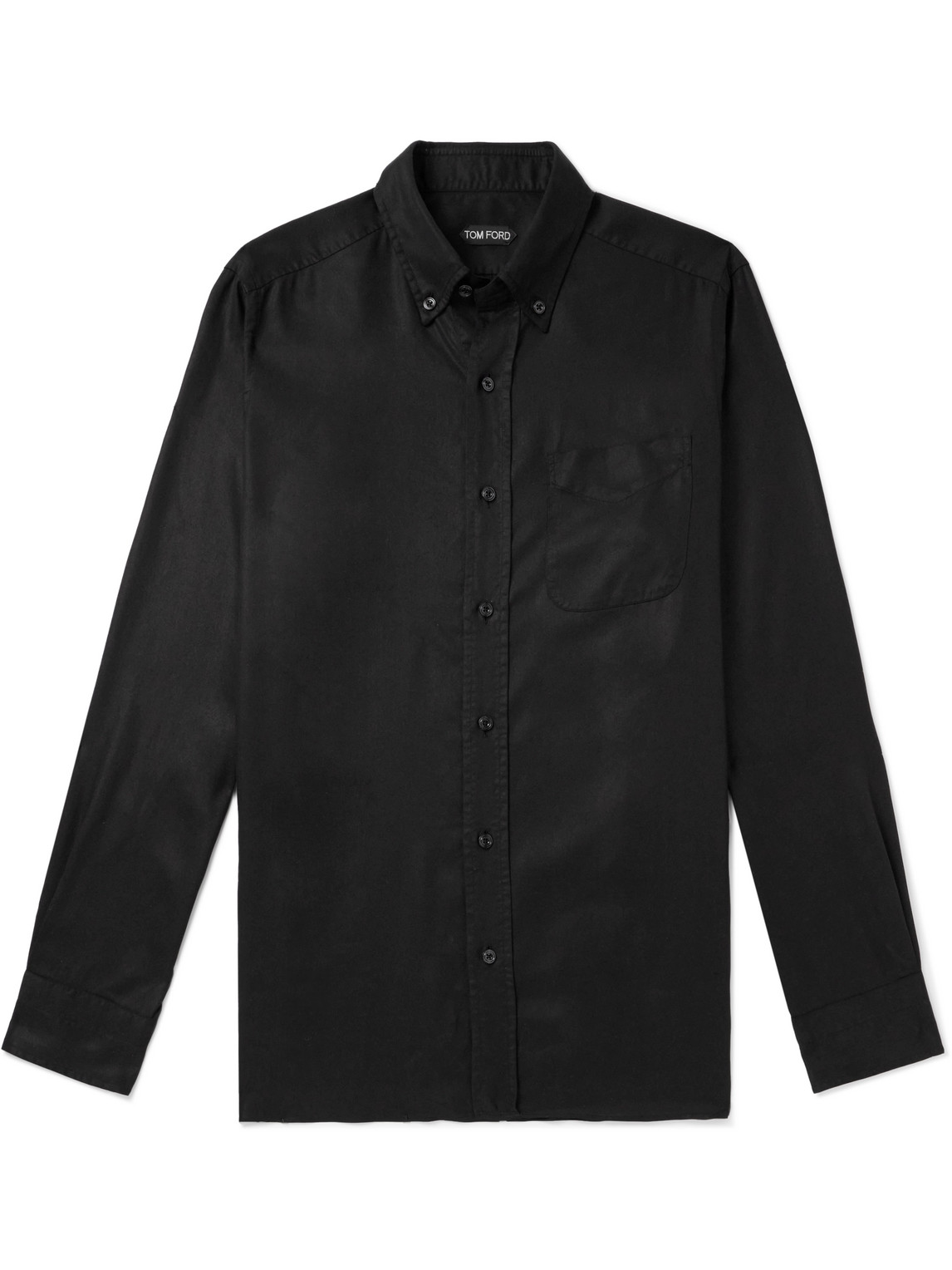 Tom Ford Button-down Collar Lyocell-poplin Shirt In Black