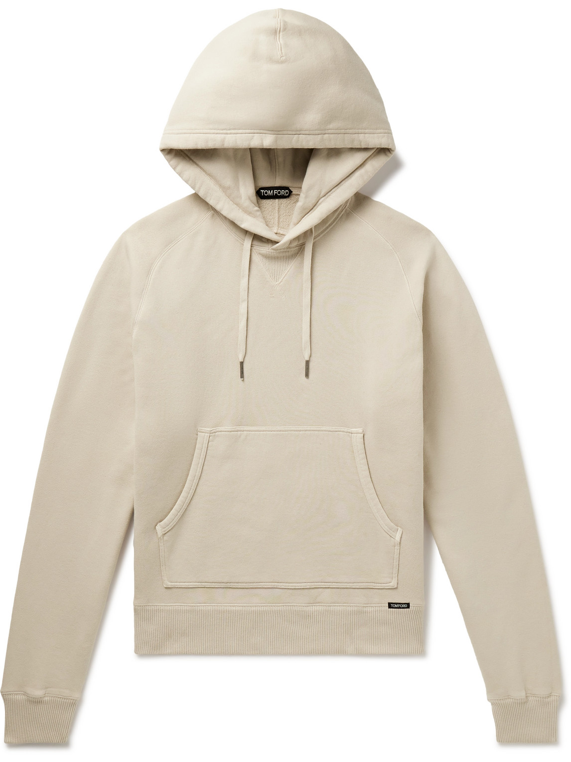 Shop Tom Ford Garment-dyed Cotton-jersey Hoodie In Neutrals