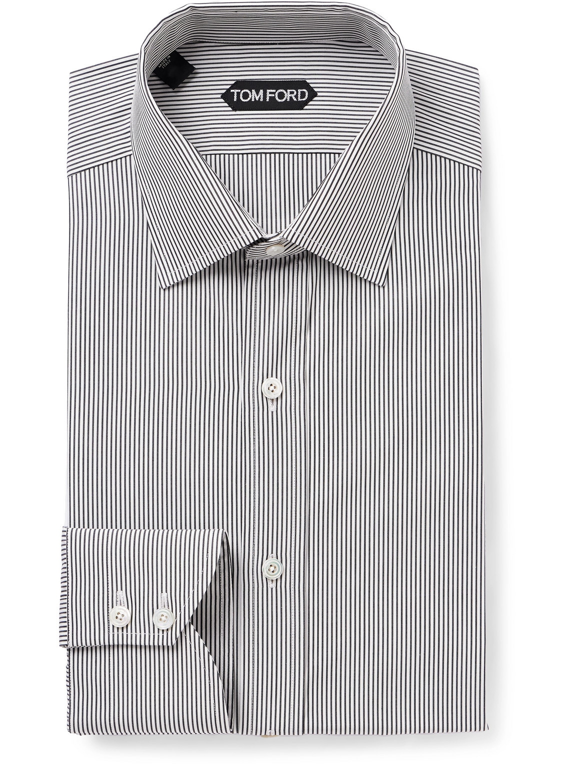 Tom Ford Slim-fit Striped Cotton Shirt In Gray