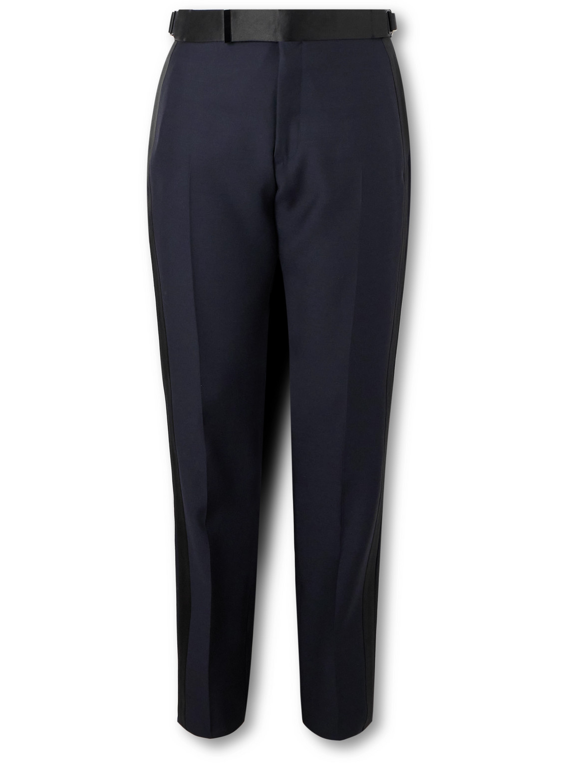 Tom Ford Straight-leg Wool And Silk-blend Tuxedo Trousers In Blue
