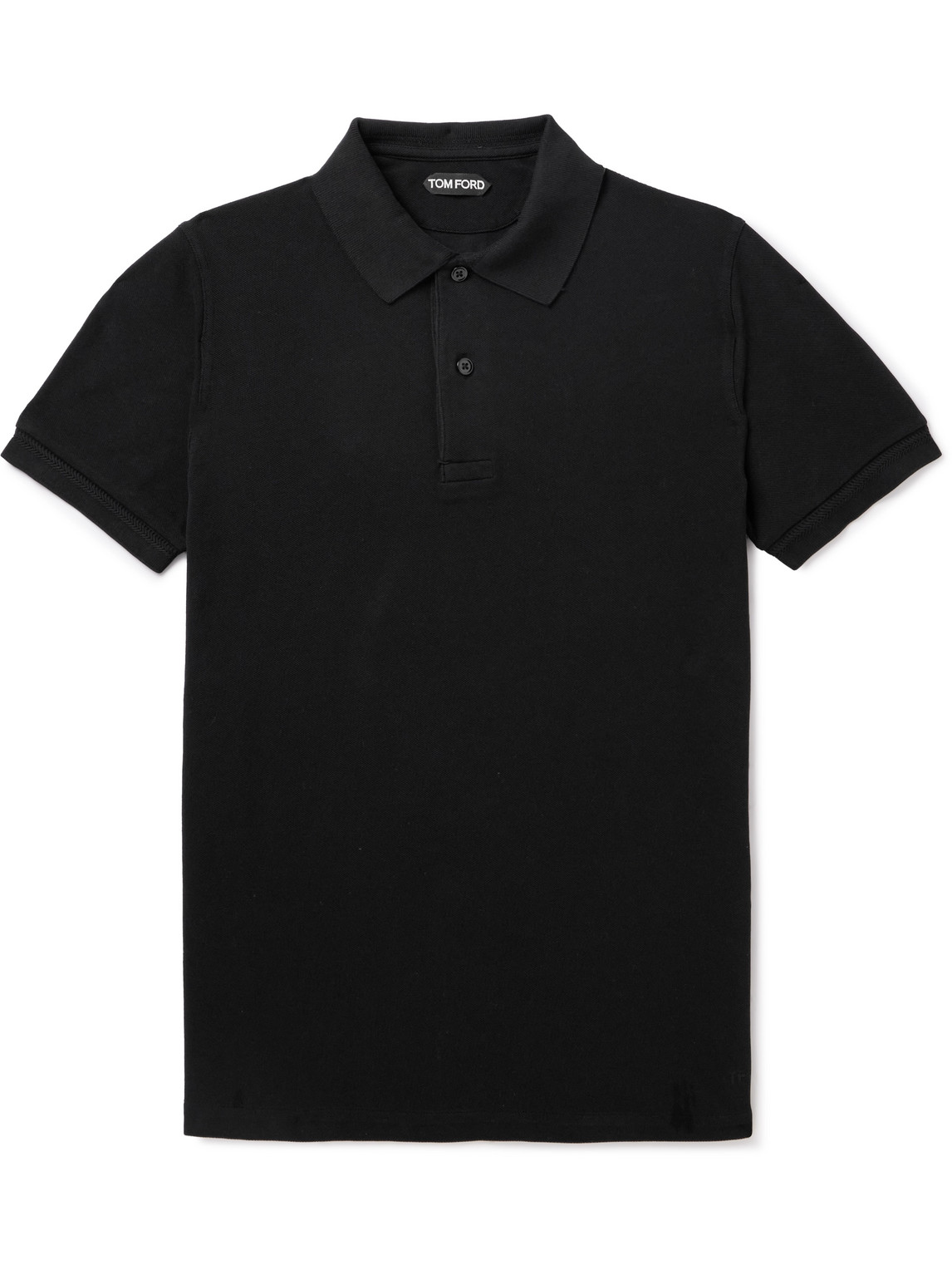 Shop Tom Ford Garment-dyed Cotton-piqué Polo Shirt In Black